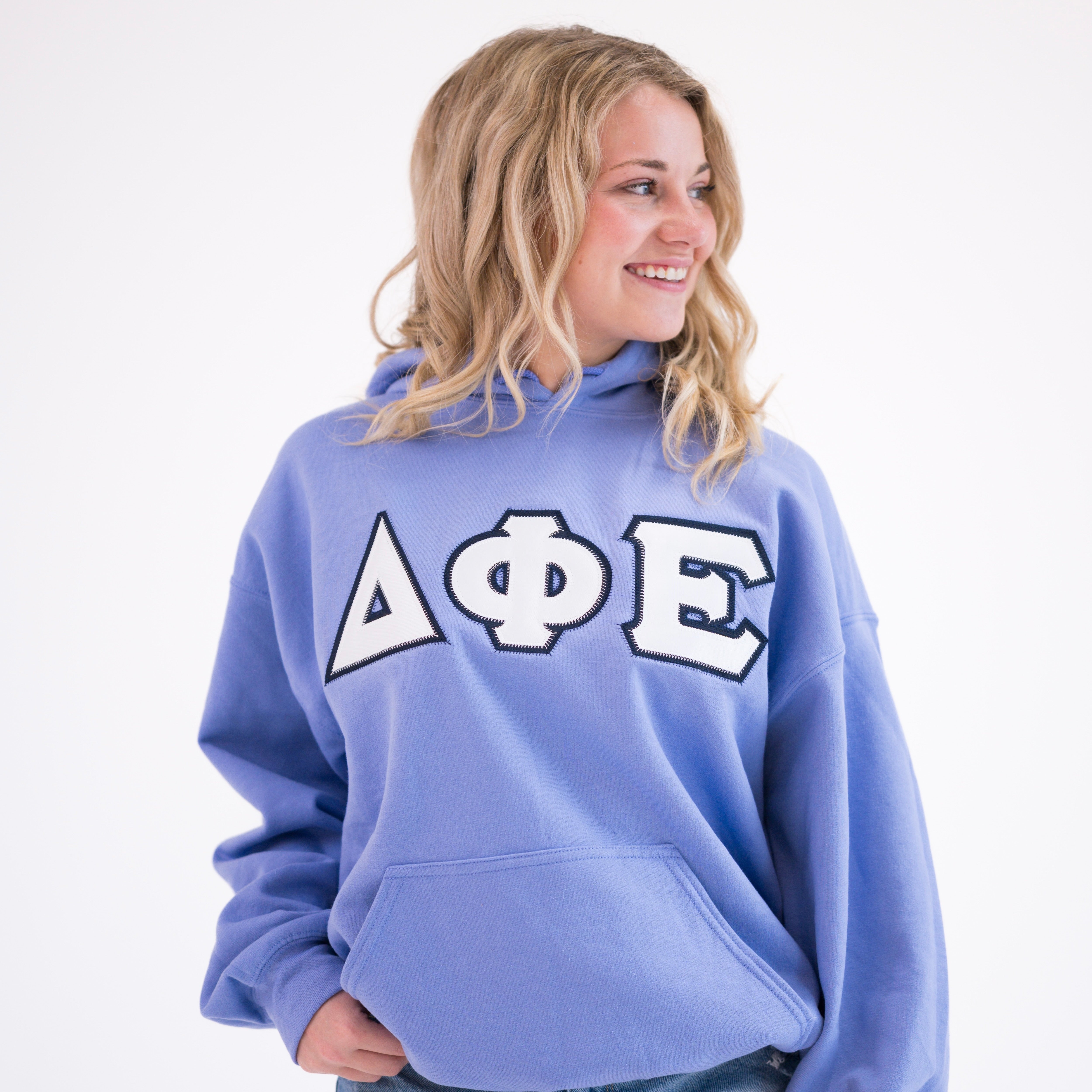 Basic Greek Letter Hoodie Sweatshirt - Delta Phi Epsilon