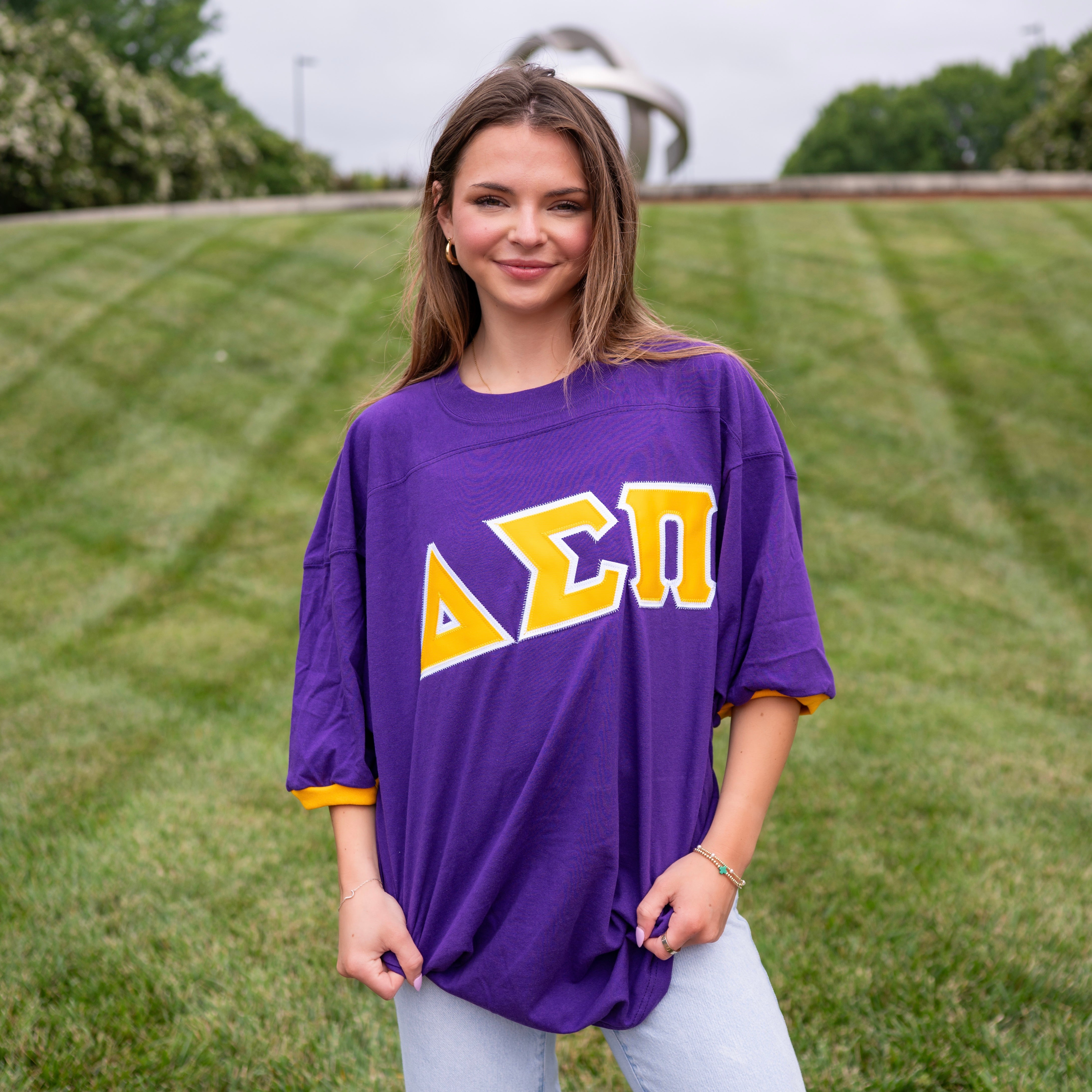Basic Greek Letter Crew Neck Jersey - Delta Sigma Pi