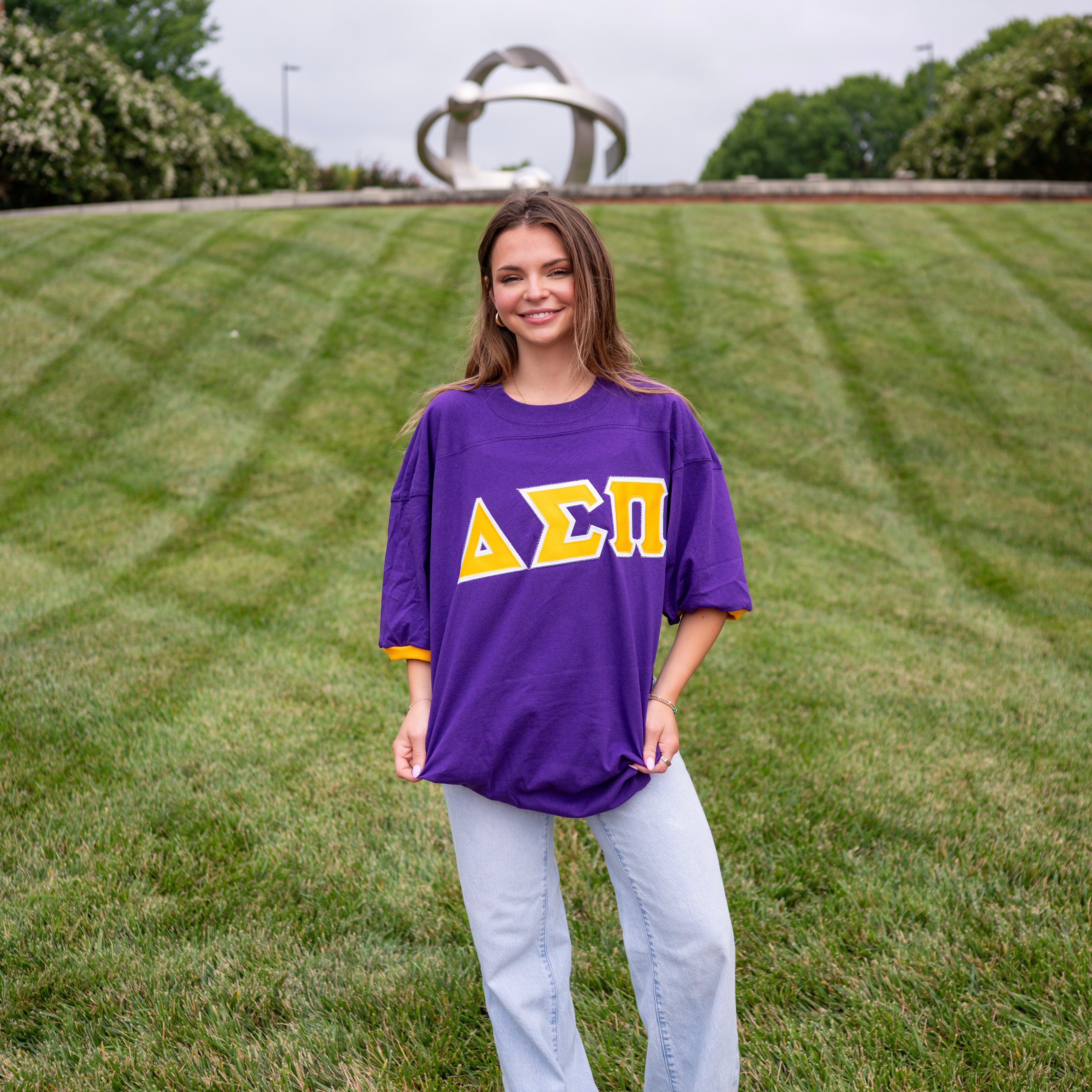 Basic Greek Letter Crew Neck Jersey - Delta Sigma Pi