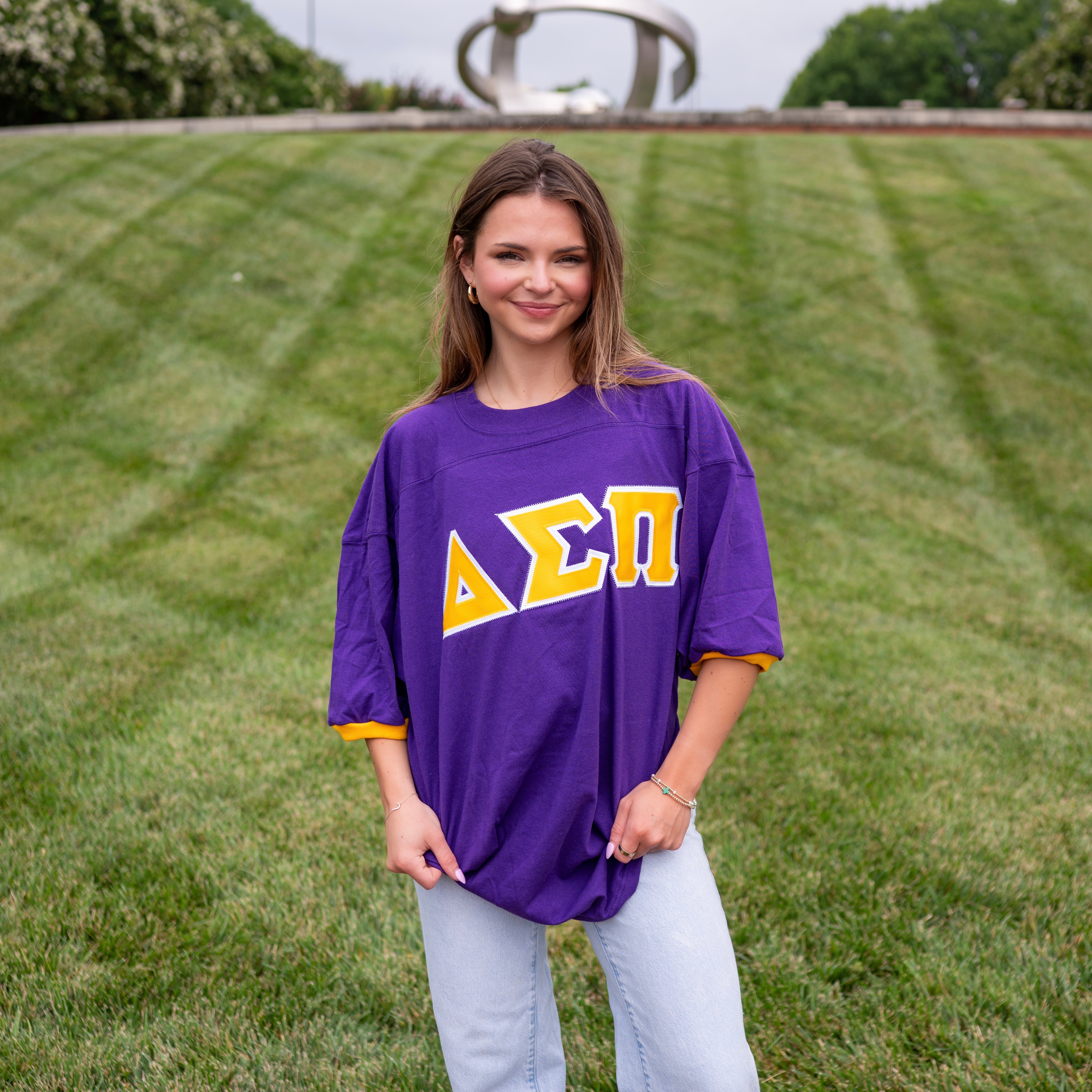 Basic Greek Letter Crew Neck Jersey - Delta Sigma Pi
