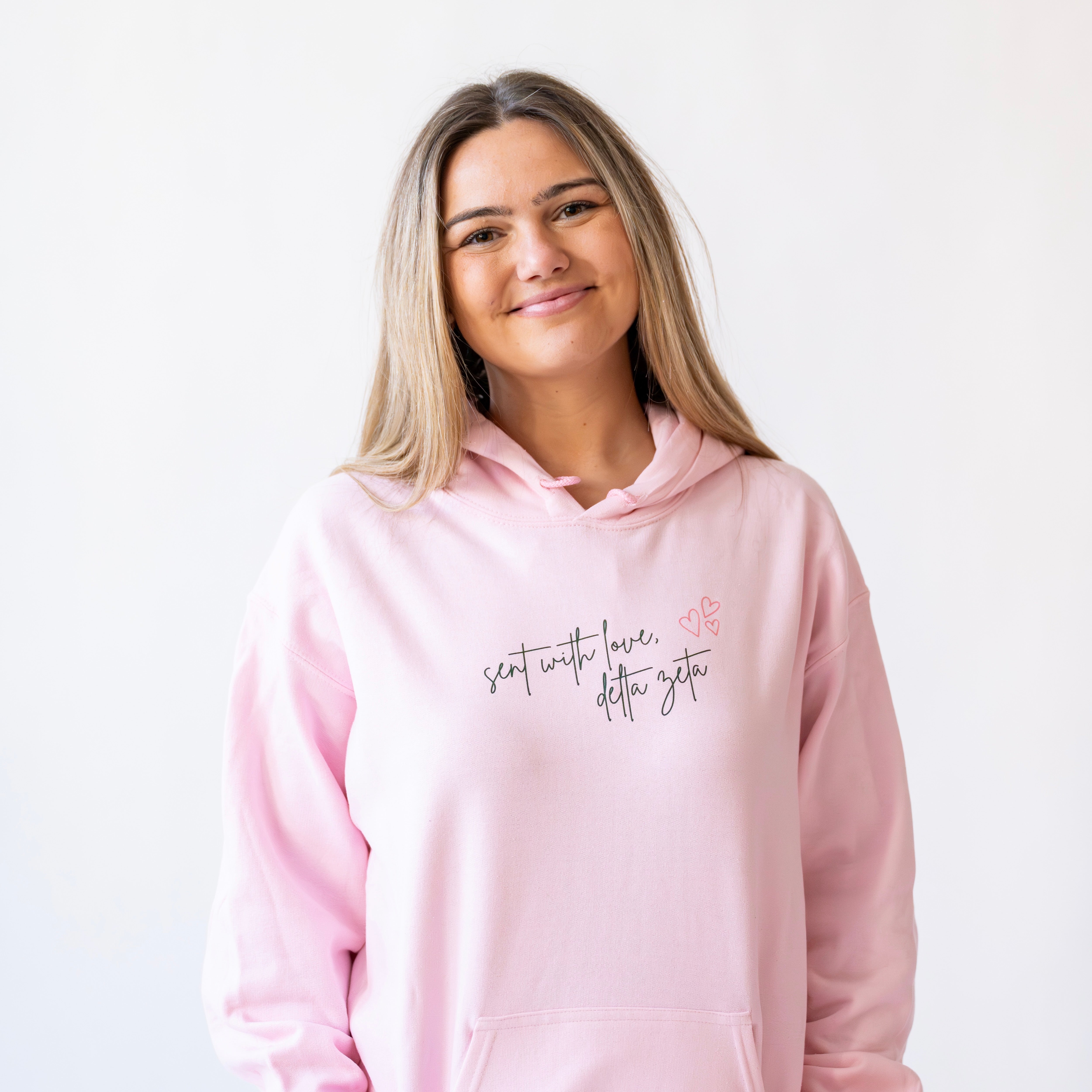 Delivered With Love Hoodie Sweatshirt - Delta Zeta