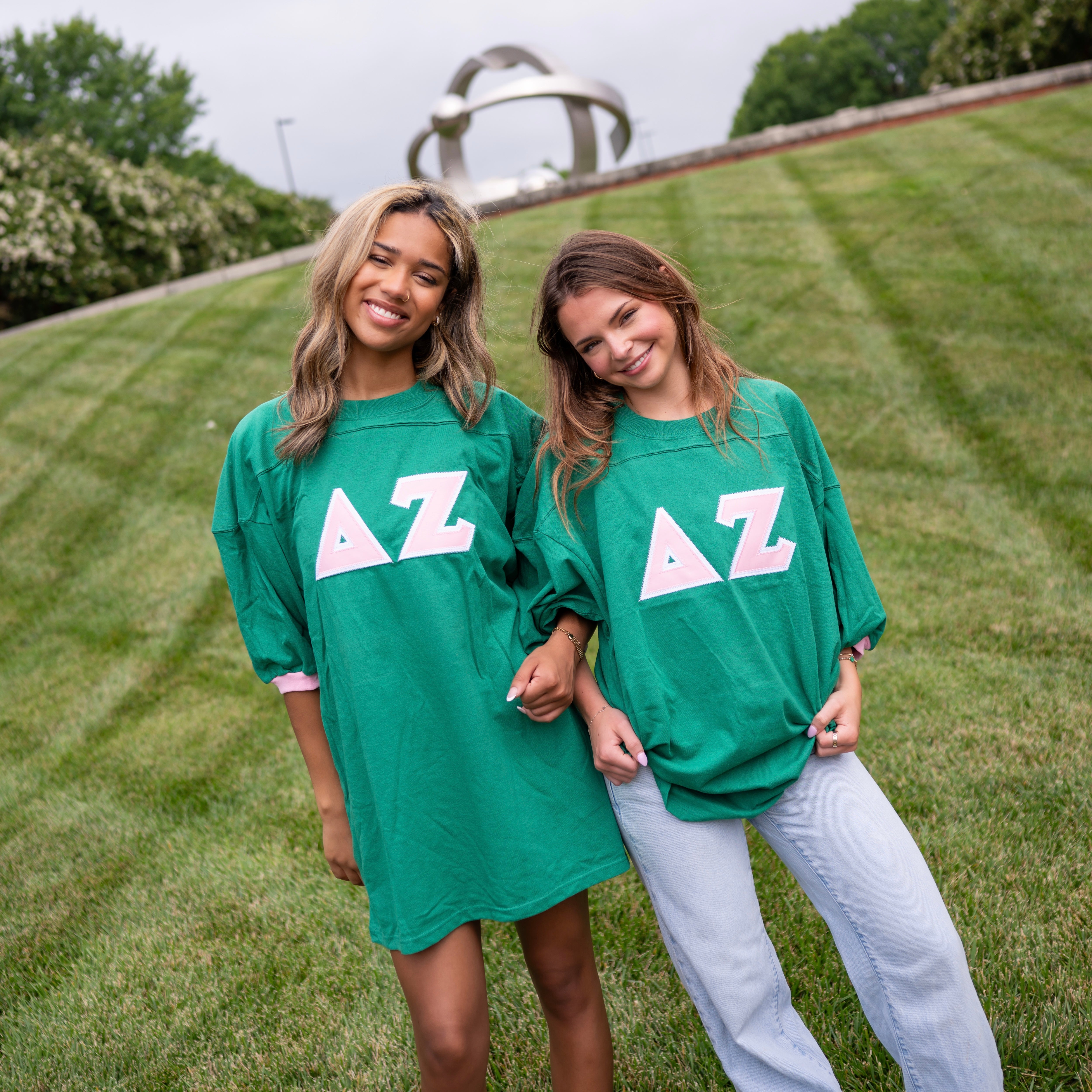 Basic Greek Letter Crew Neck Jersey - Delta Zeta