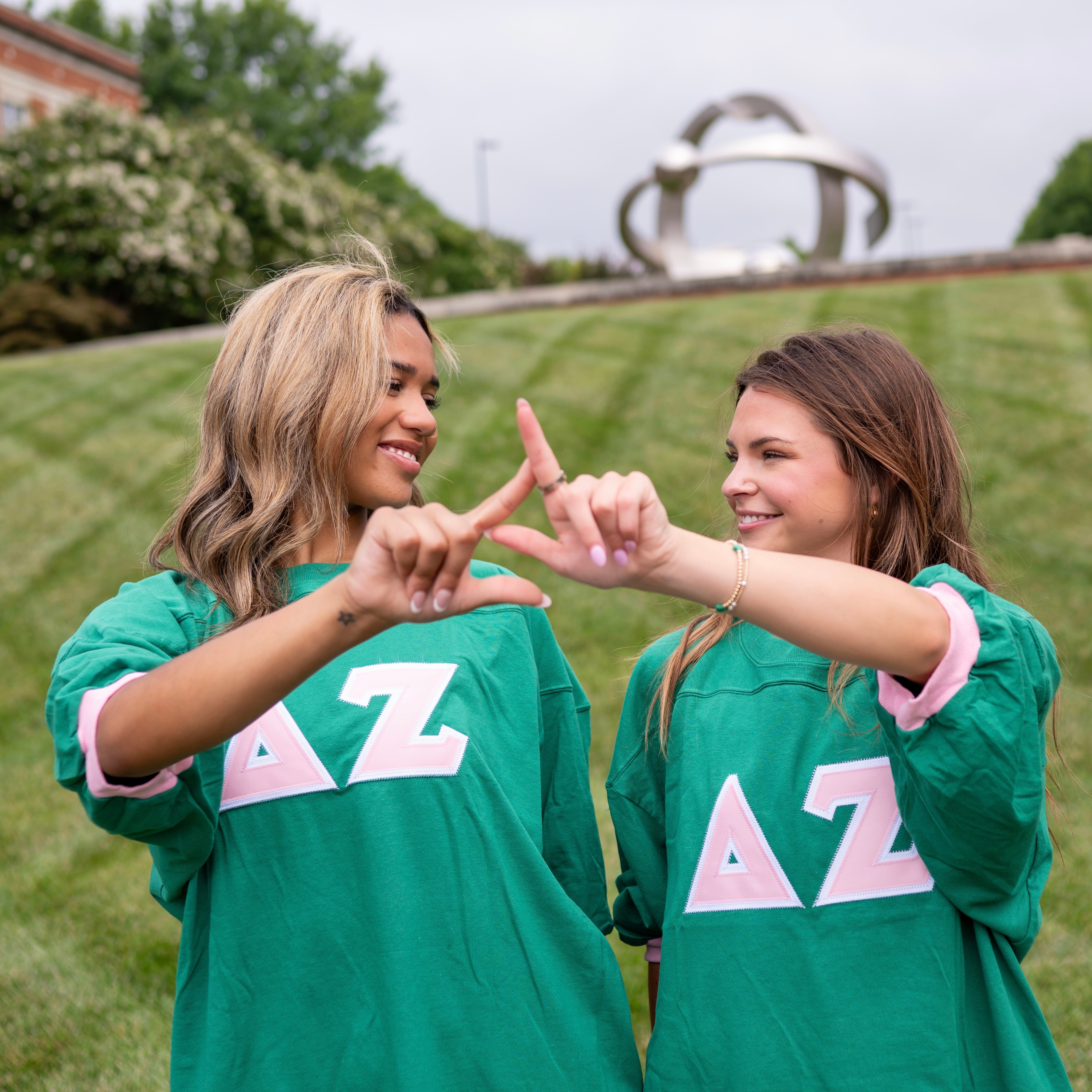 Basic Greek Letter Crew Neck Jersey - Delta Zeta