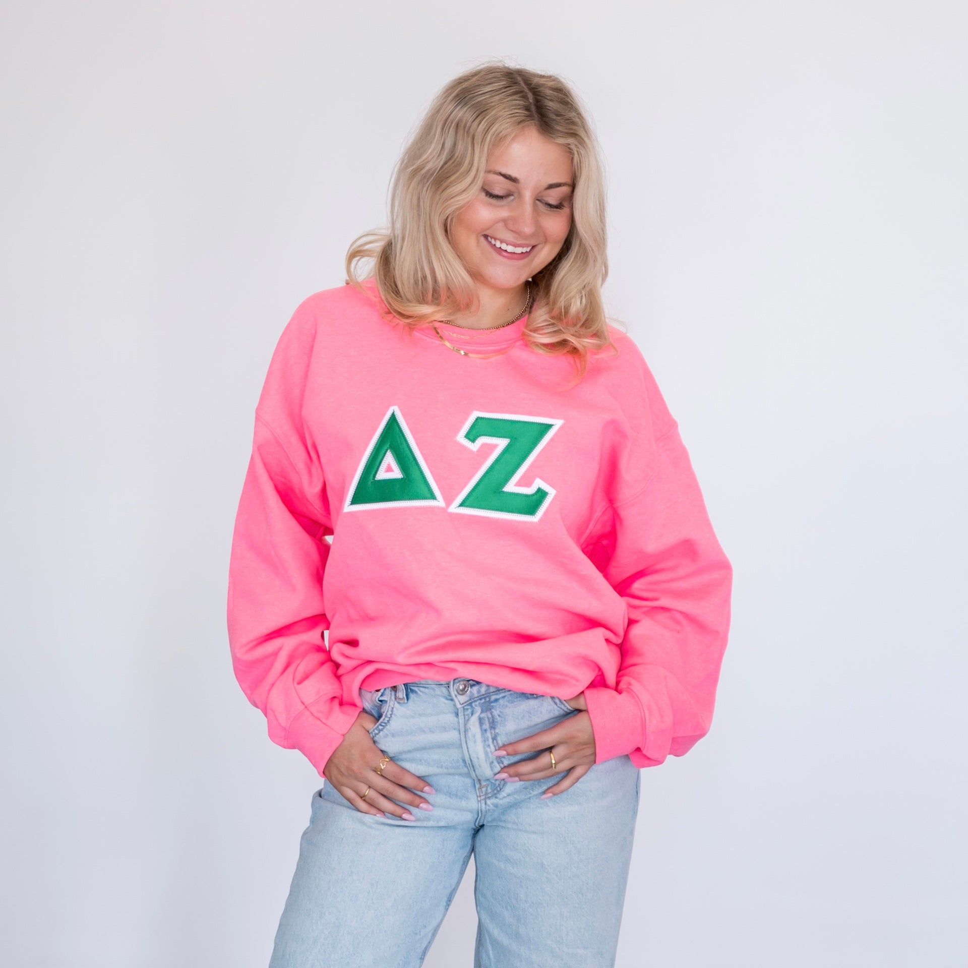 Basic Greek Letter Crewneck Sweatshirt - Delta Zeta