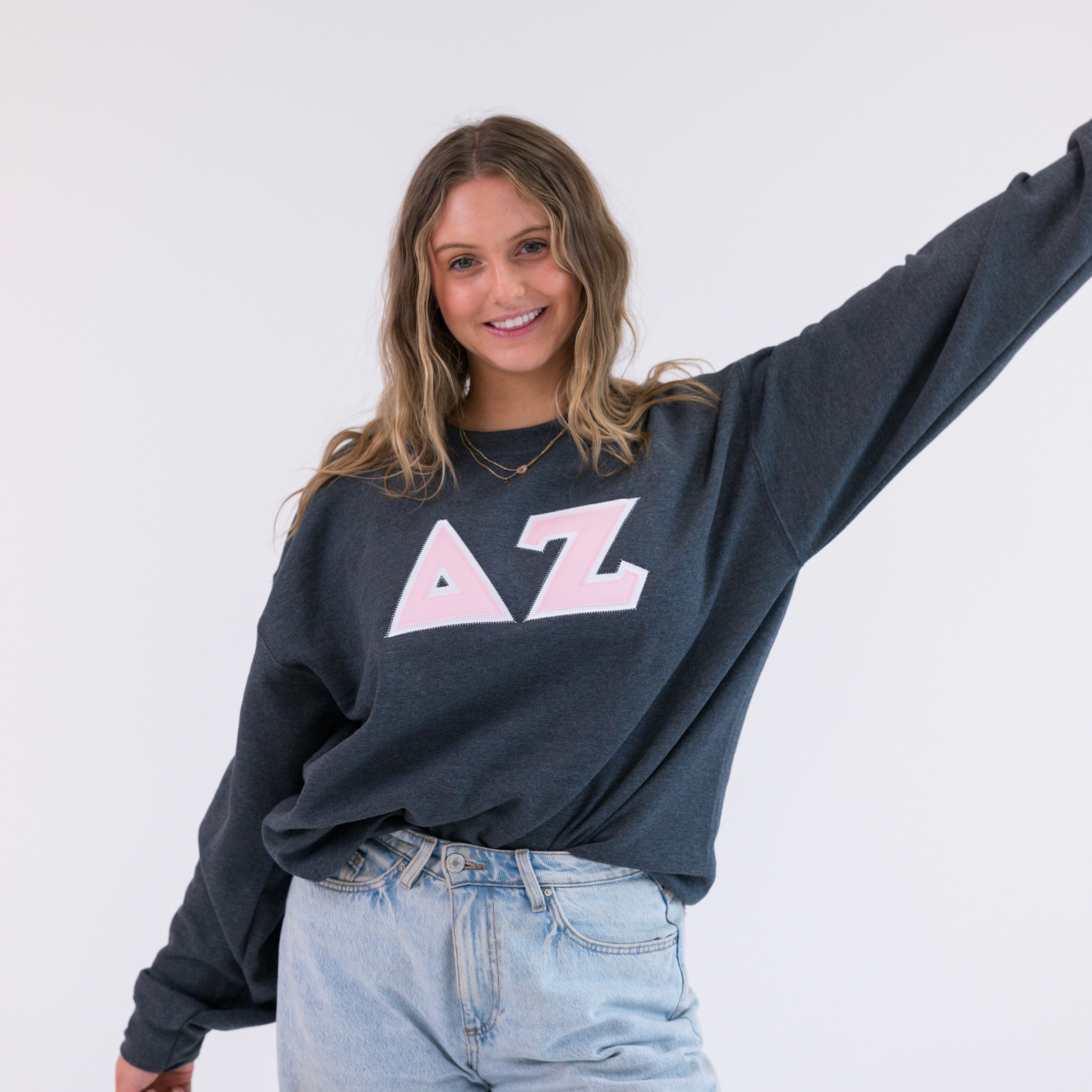 Basic Greek Letter Crewneck Sweatshirt - Delta Zeta