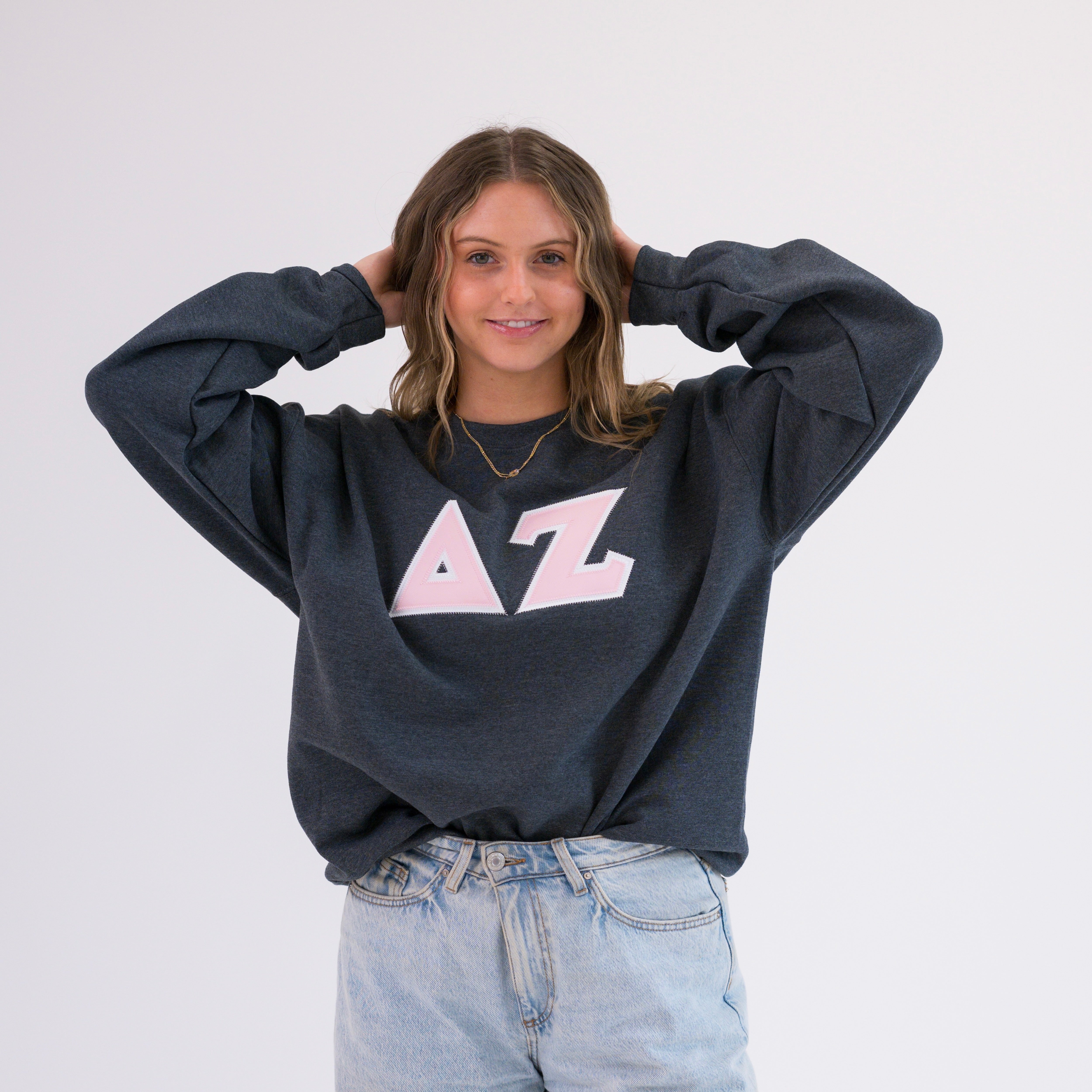 Basic Greek Letter Crewneck Sweatshirt - Delta Zeta