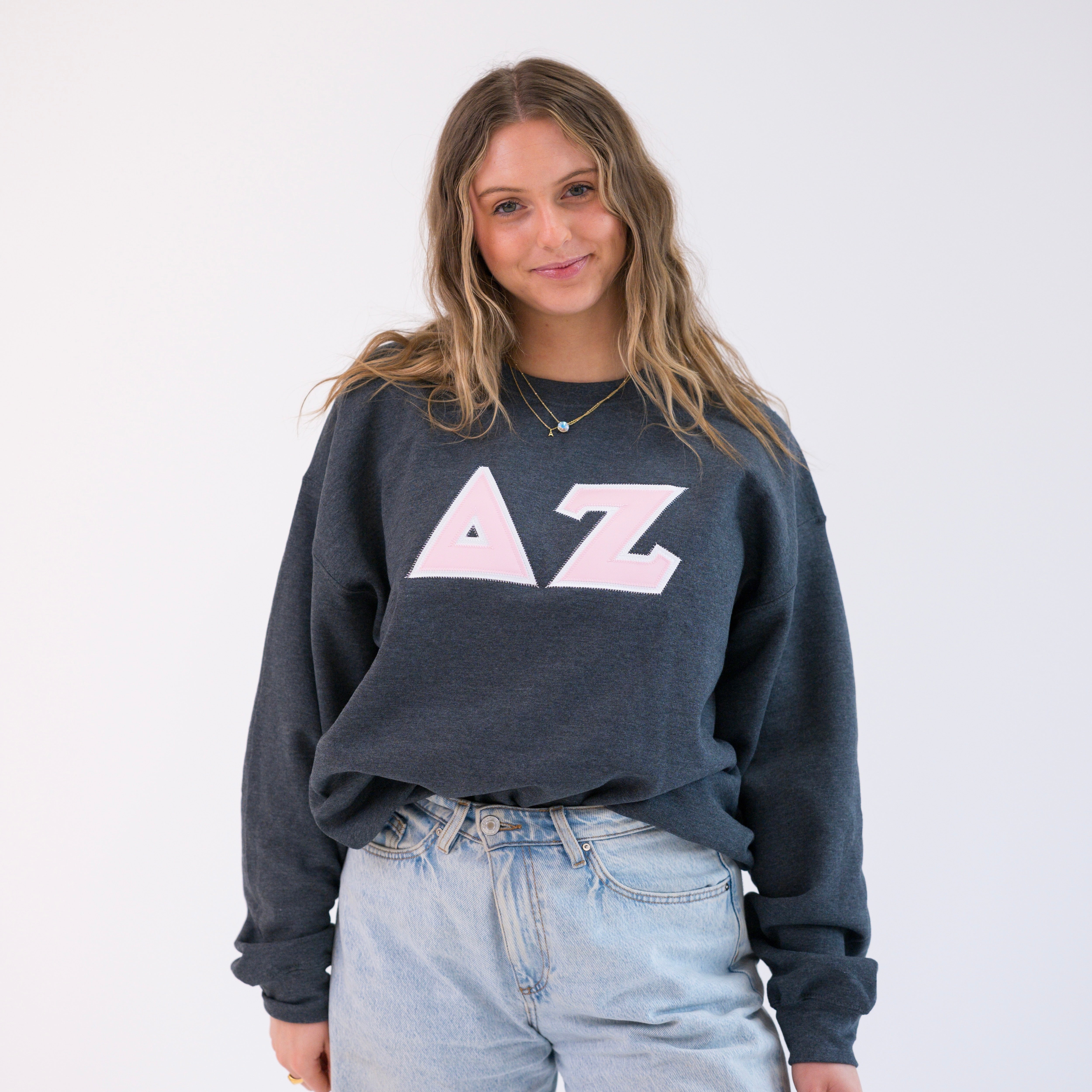 Basic Greek Letter Crewneck Sweatshirt - Delta Zeta