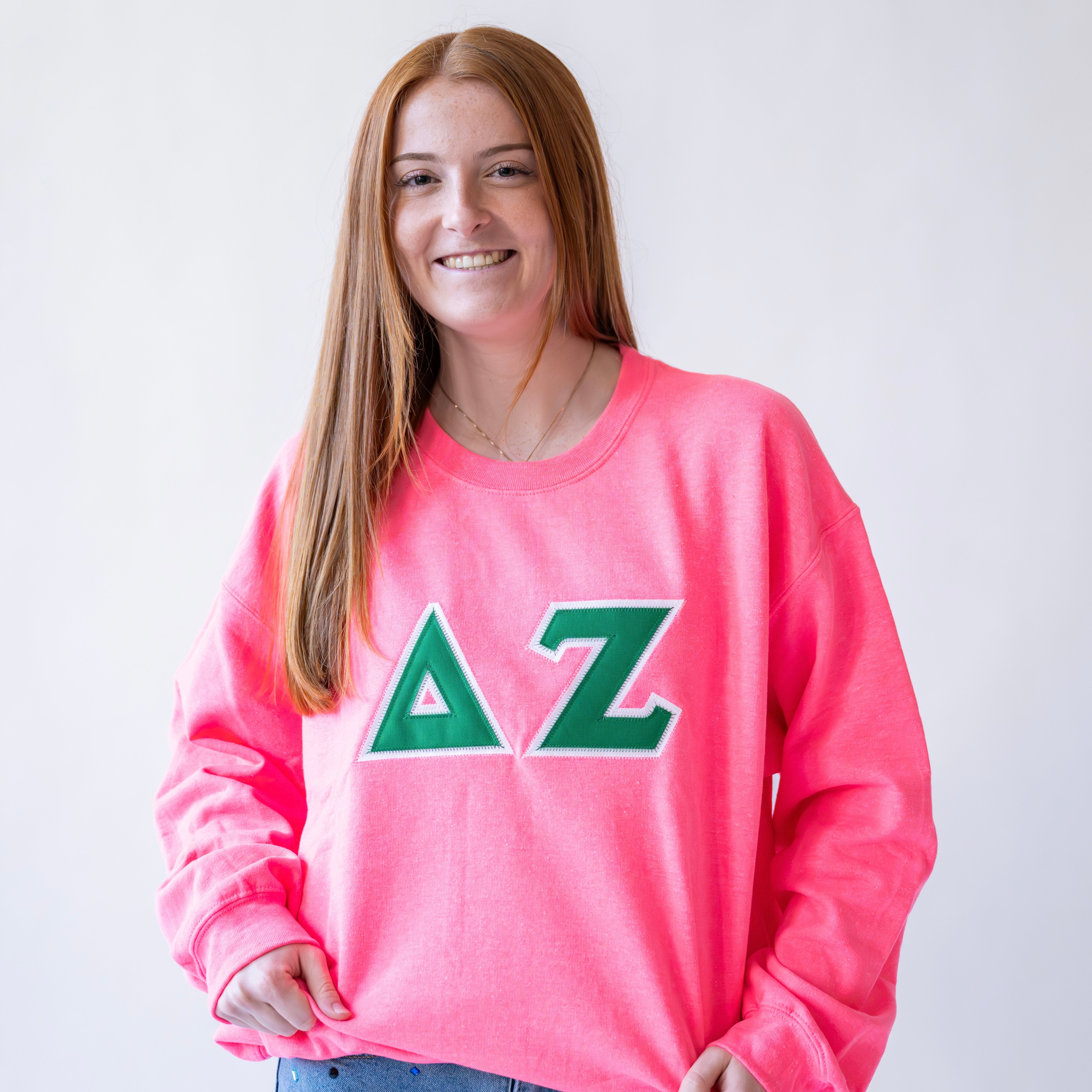 Basic Greek Letter Crewneck Sweatshirt - Delta Zeta