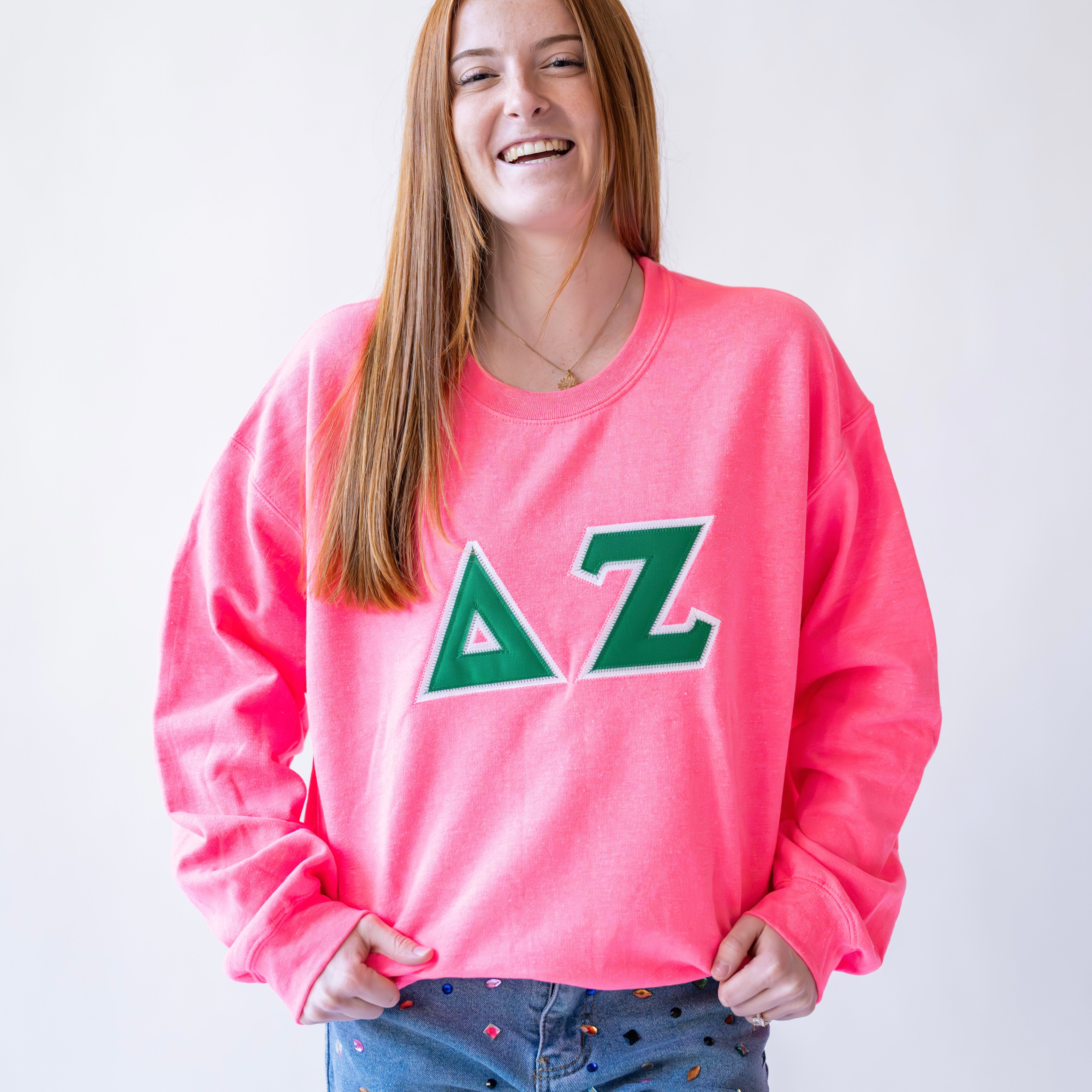 Basic Greek Letter Crewneck Sweatshirt - Delta Zeta