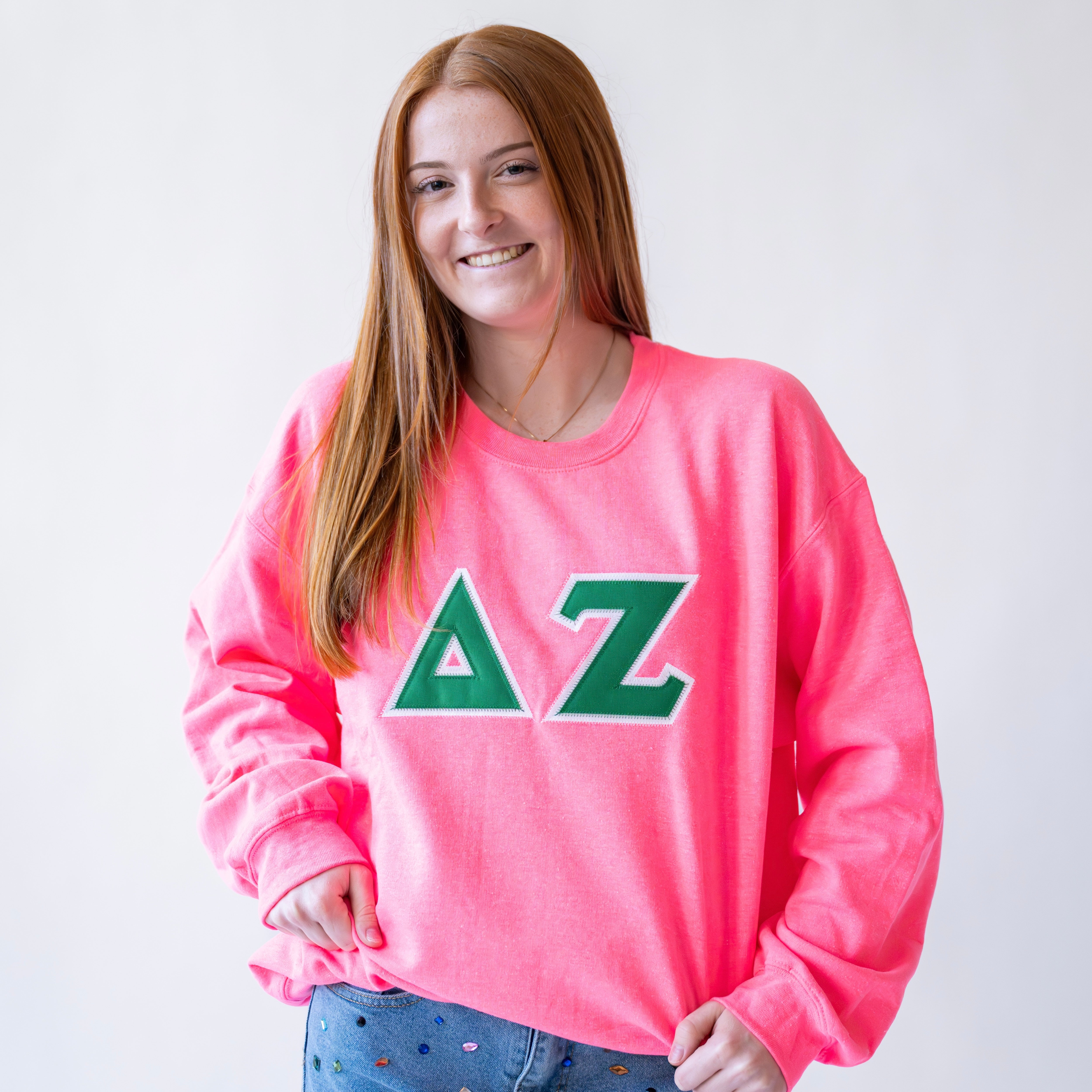 Basic Greek Letter Crewneck Sweatshirt - Delta Zeta