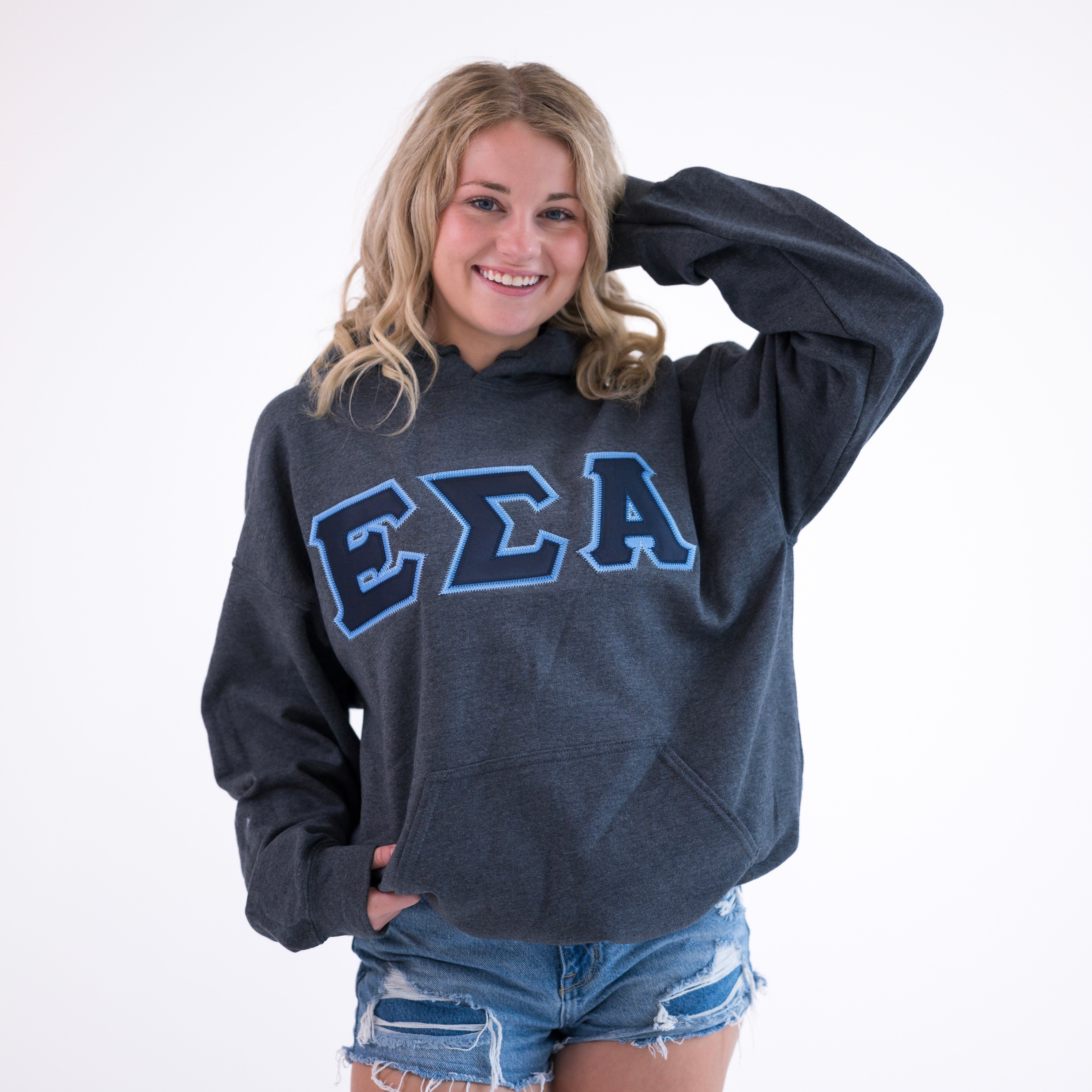 Basic Greek Letter Hoodie Sweatshirt - Epsilon Sigma Alpha