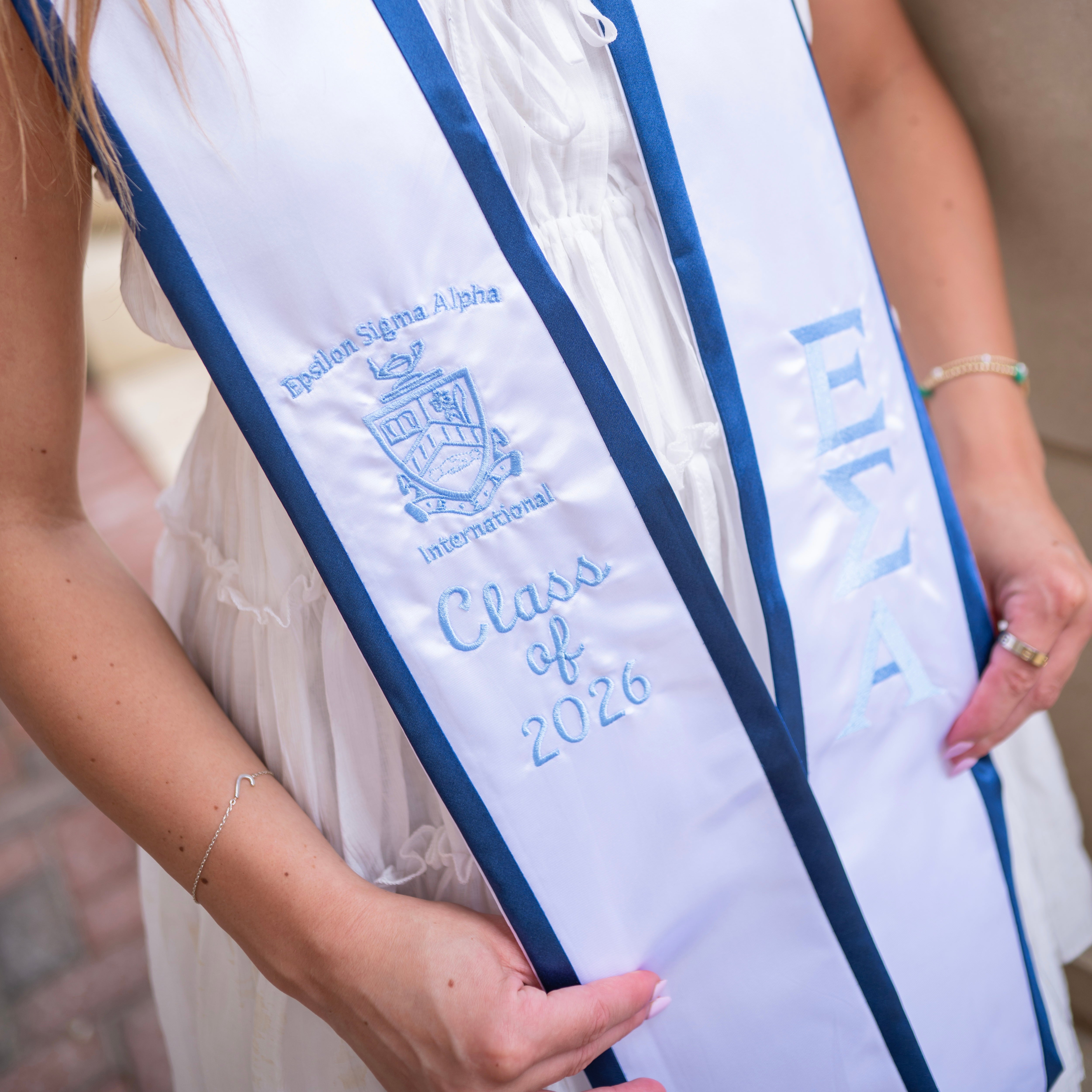 Epsilon Sigma Alpha Crest Angled Sorority Graduation Stole