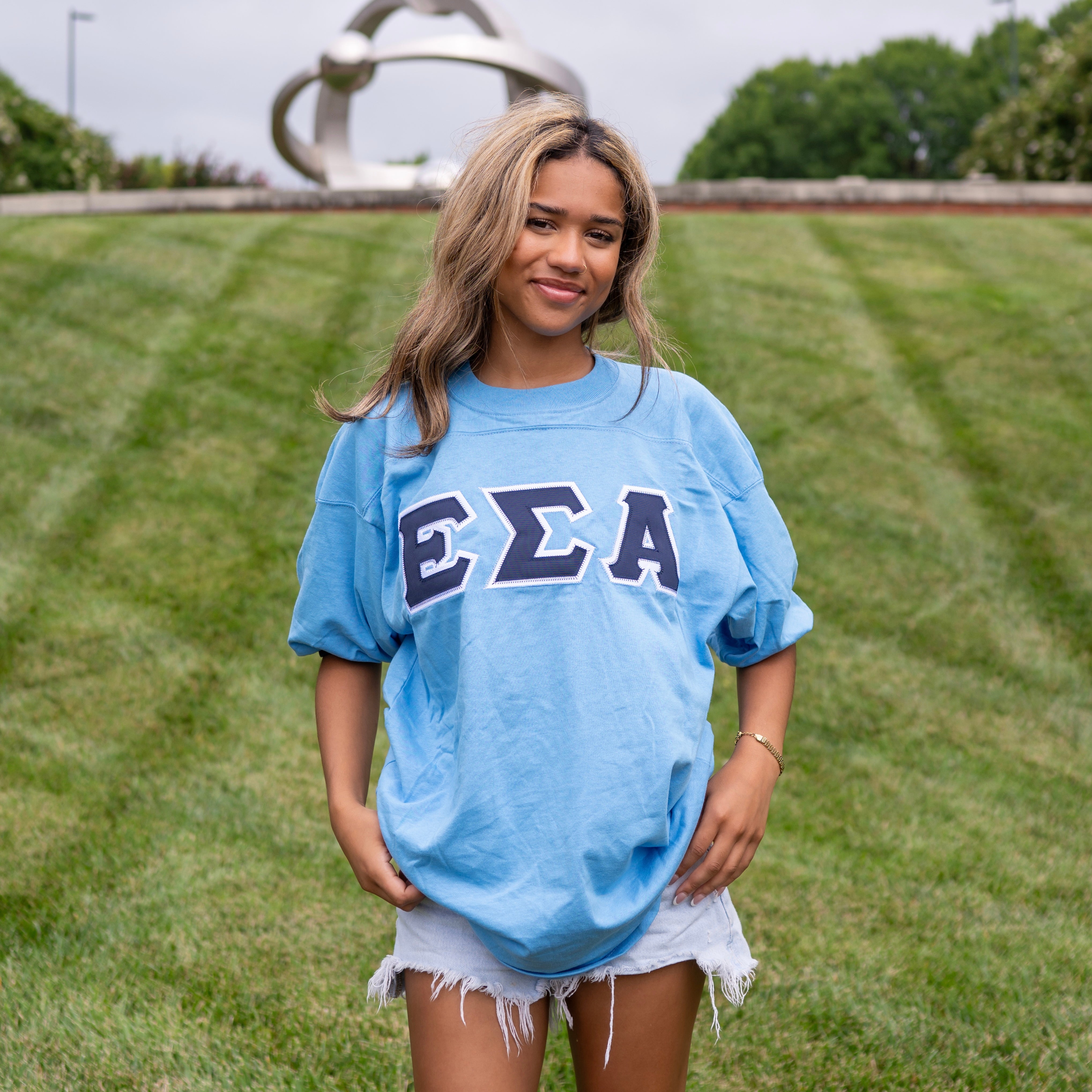 Basic Greek Letter Crew Neck Jersey - Epsilon Sigma Alpha