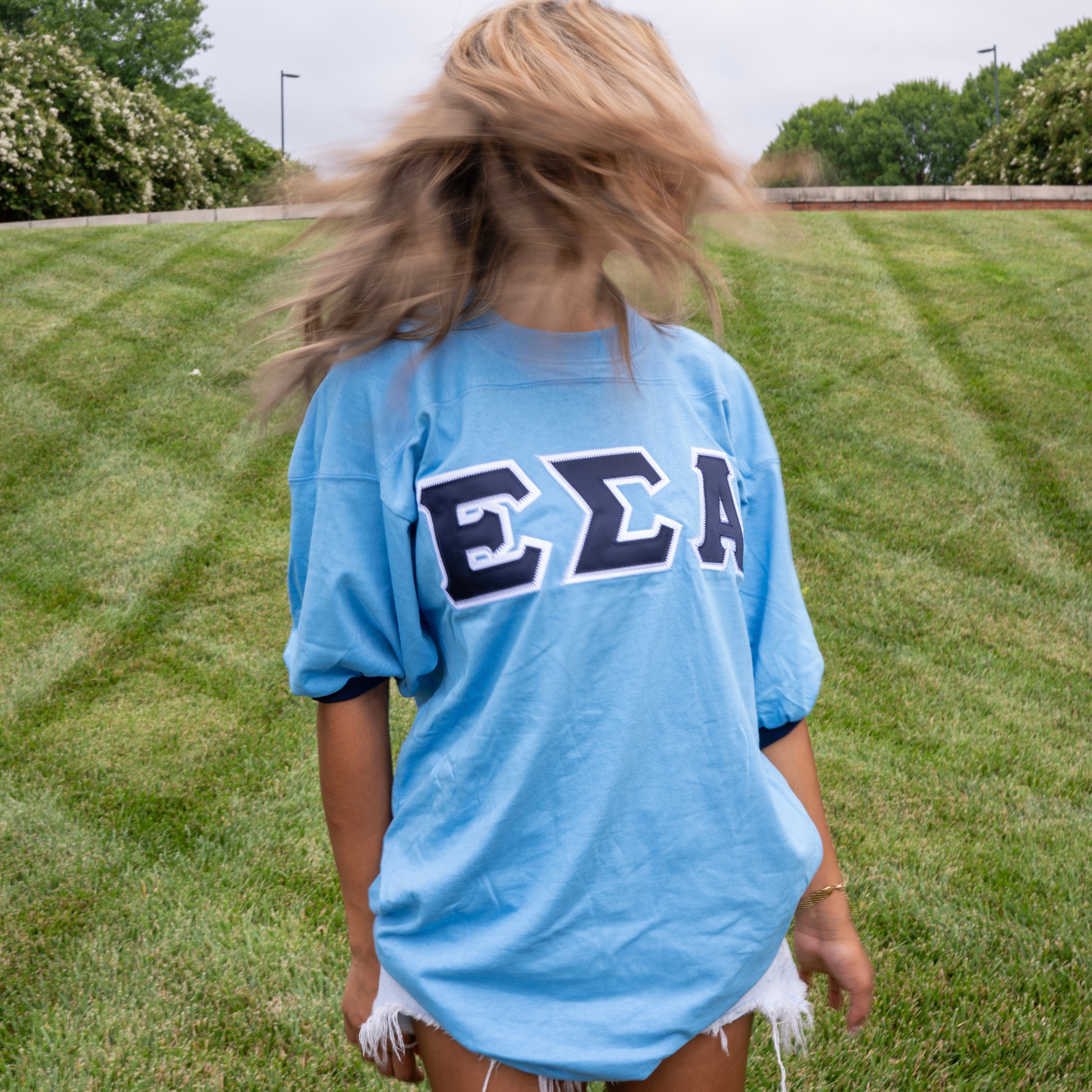 Basic Greek Letter Crew Neck Jersey - Epsilon Sigma Alpha