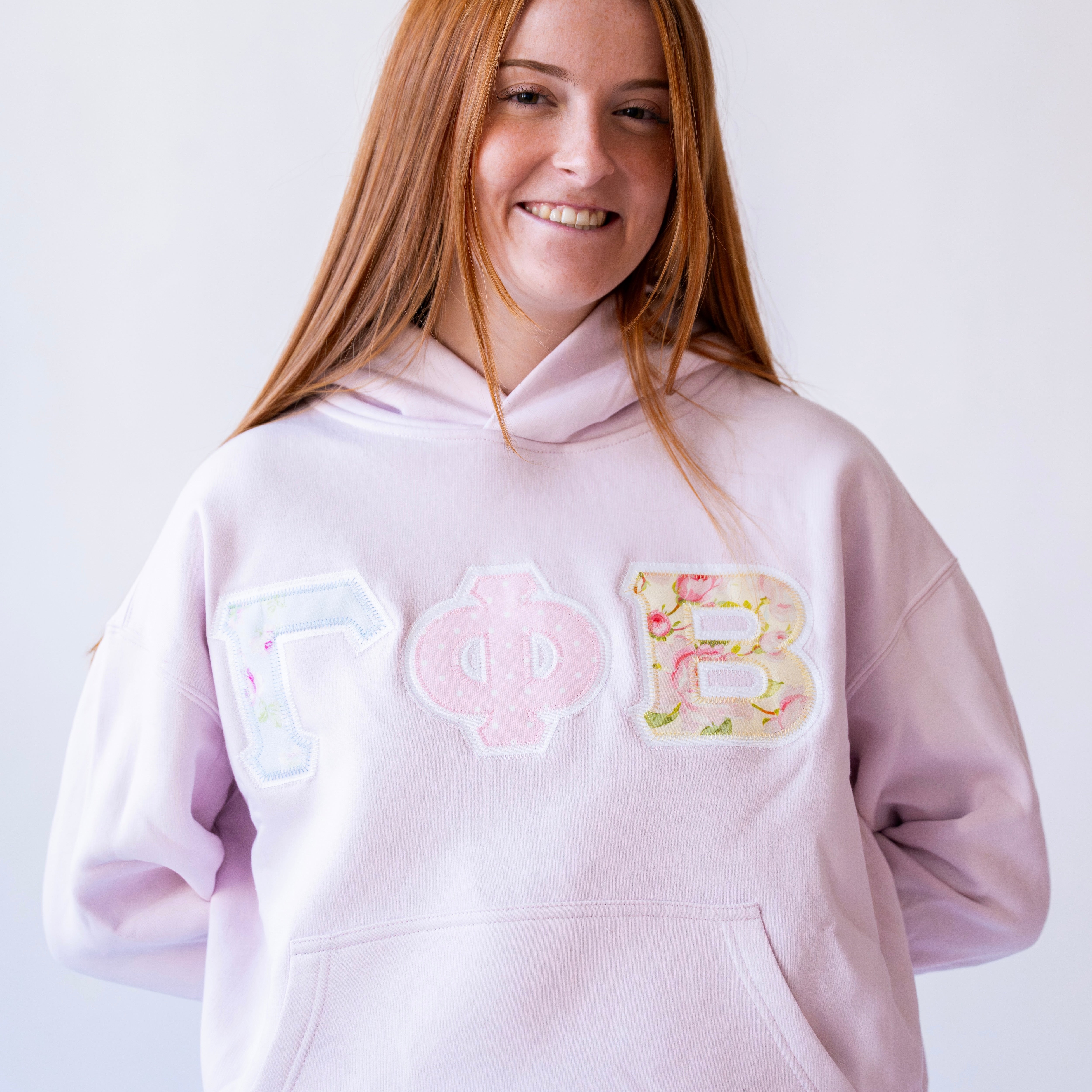 Garden Gate Tri Floral Hoodie Sweatshirt - Gamma Phi Beta