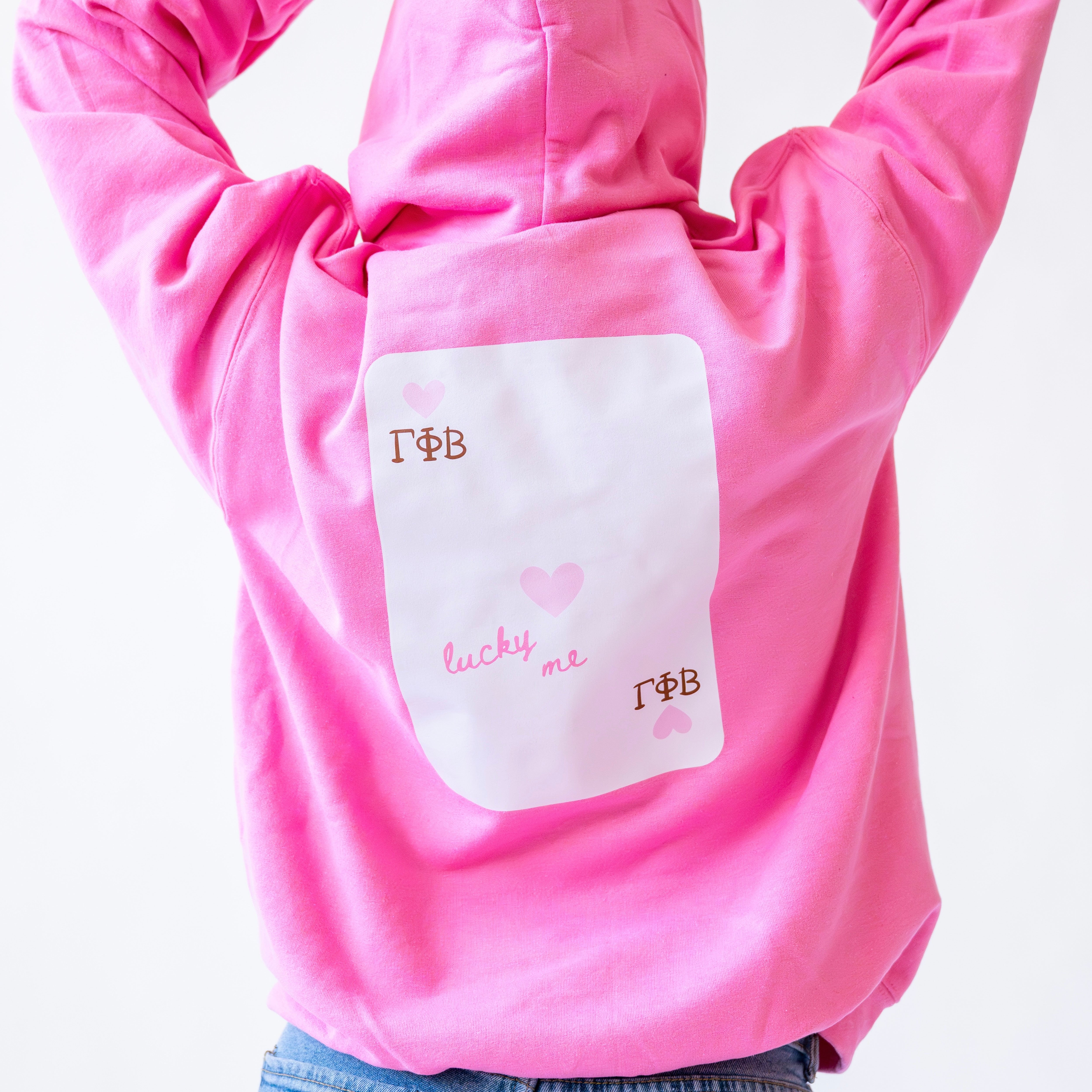 Lucky Me Queen of Hearts Hoodie Sweatshirt - Gamma Phi Beta