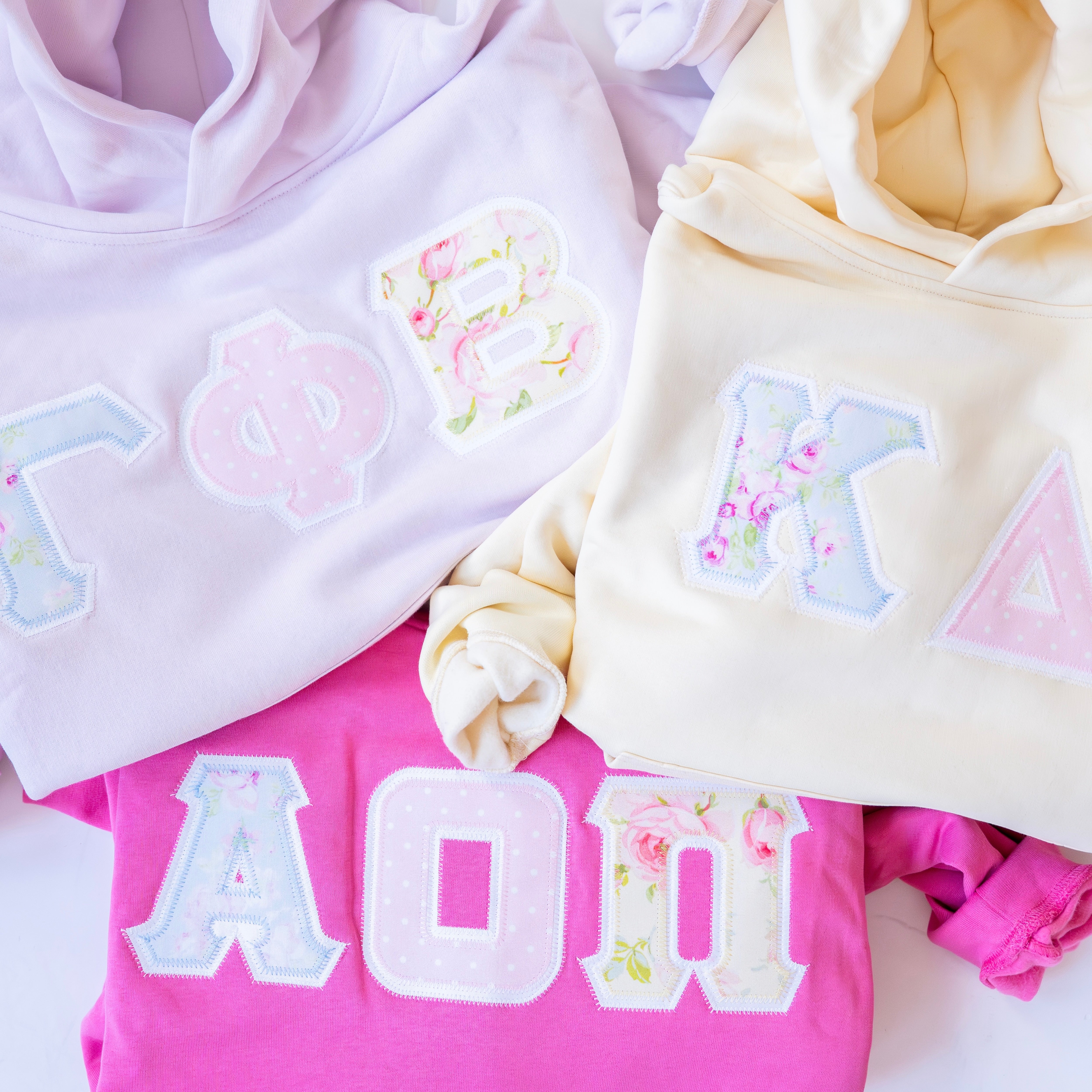 Garden Gate Tri Floral Hoodie Sweatshirt - Gamma Phi Beta