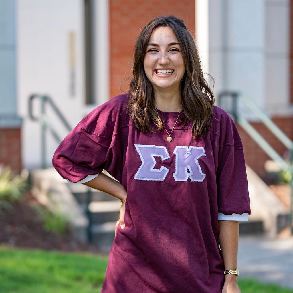 Basic Greek Letter Crew Neck Jersey