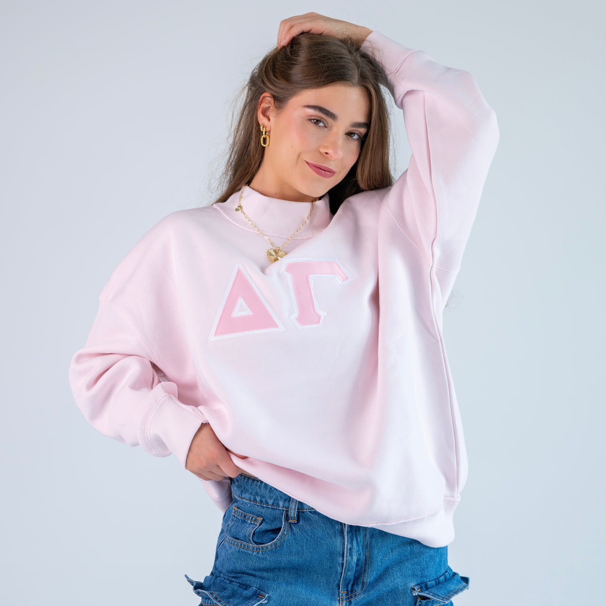 Basic Greek Letter Mockneck Sweatshirt - Delta Gamma