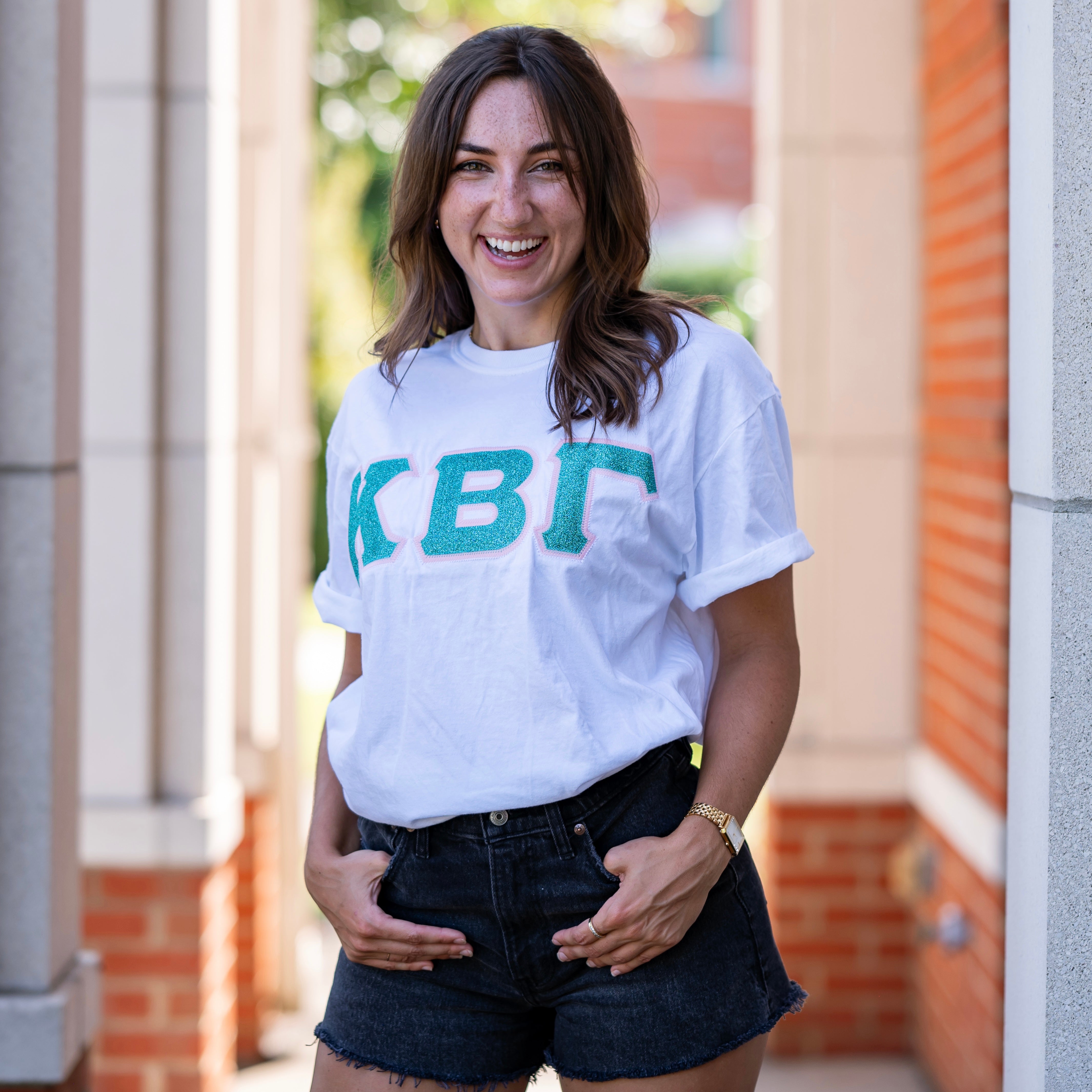 Jade Glitter Greek Letter Shirt - Kappa Beta Gamma