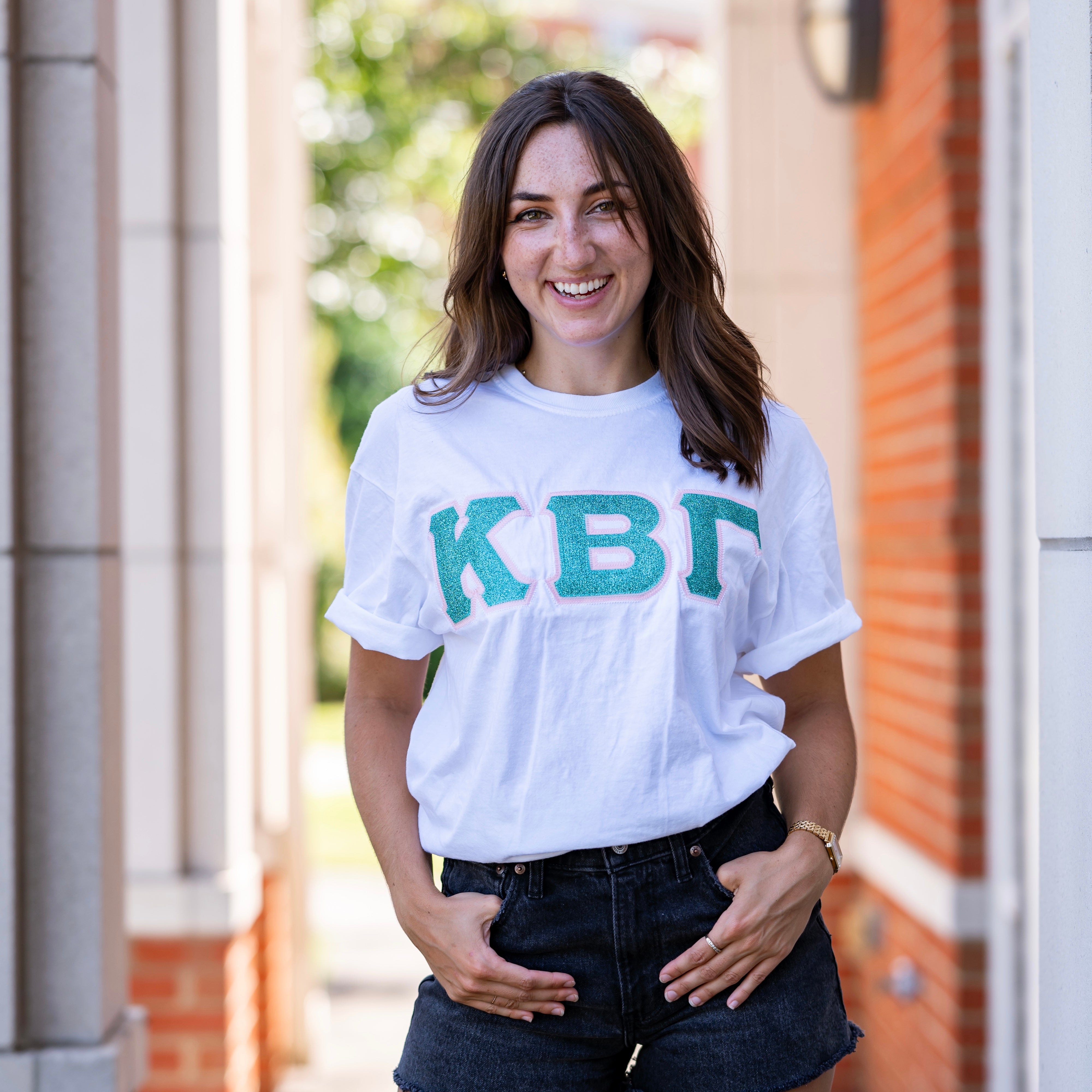 Jade Glitter Greek Letter Shirt - Kappa Beta Gamma