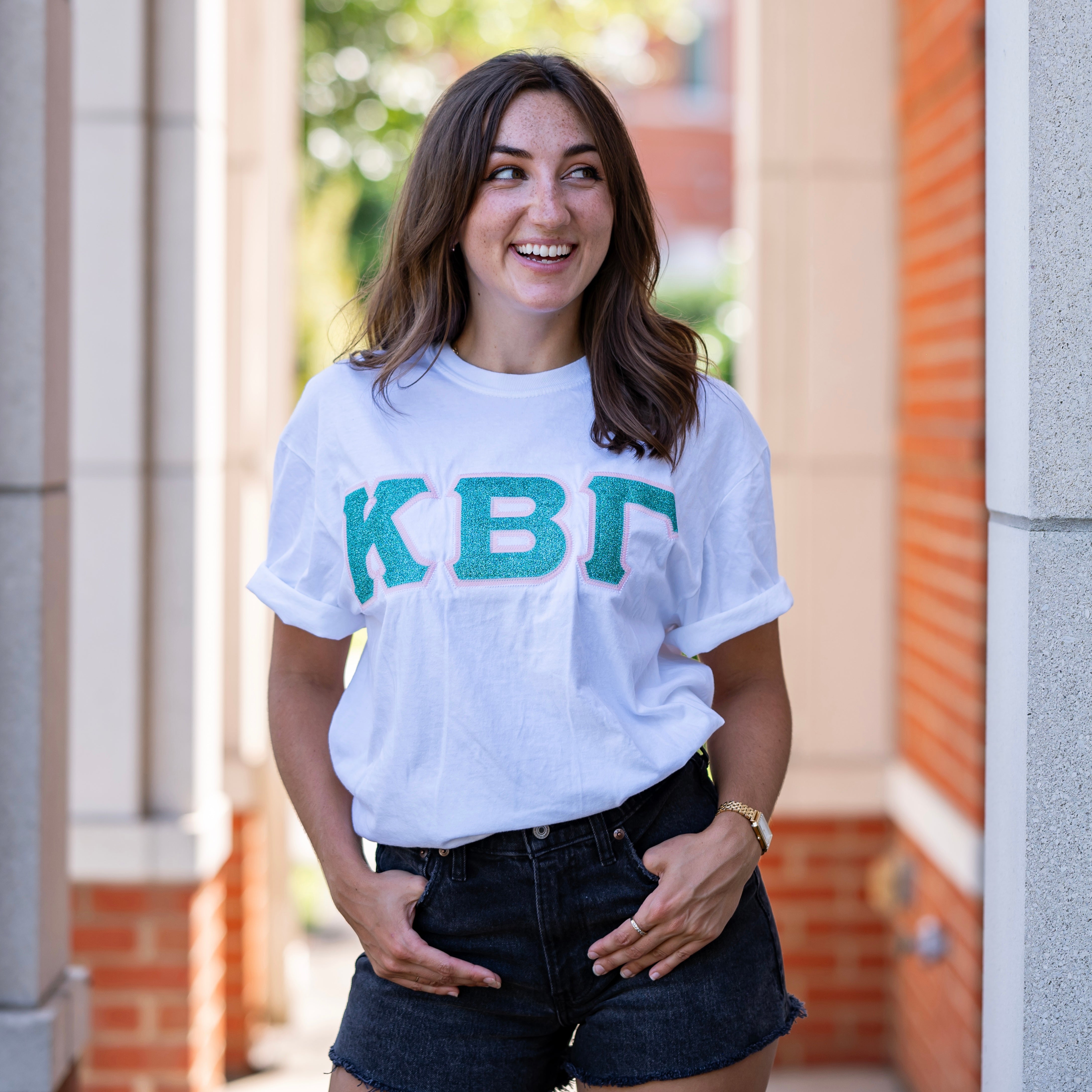 Jade Glitter Greek Letter Shirt - Kappa Beta Gamma