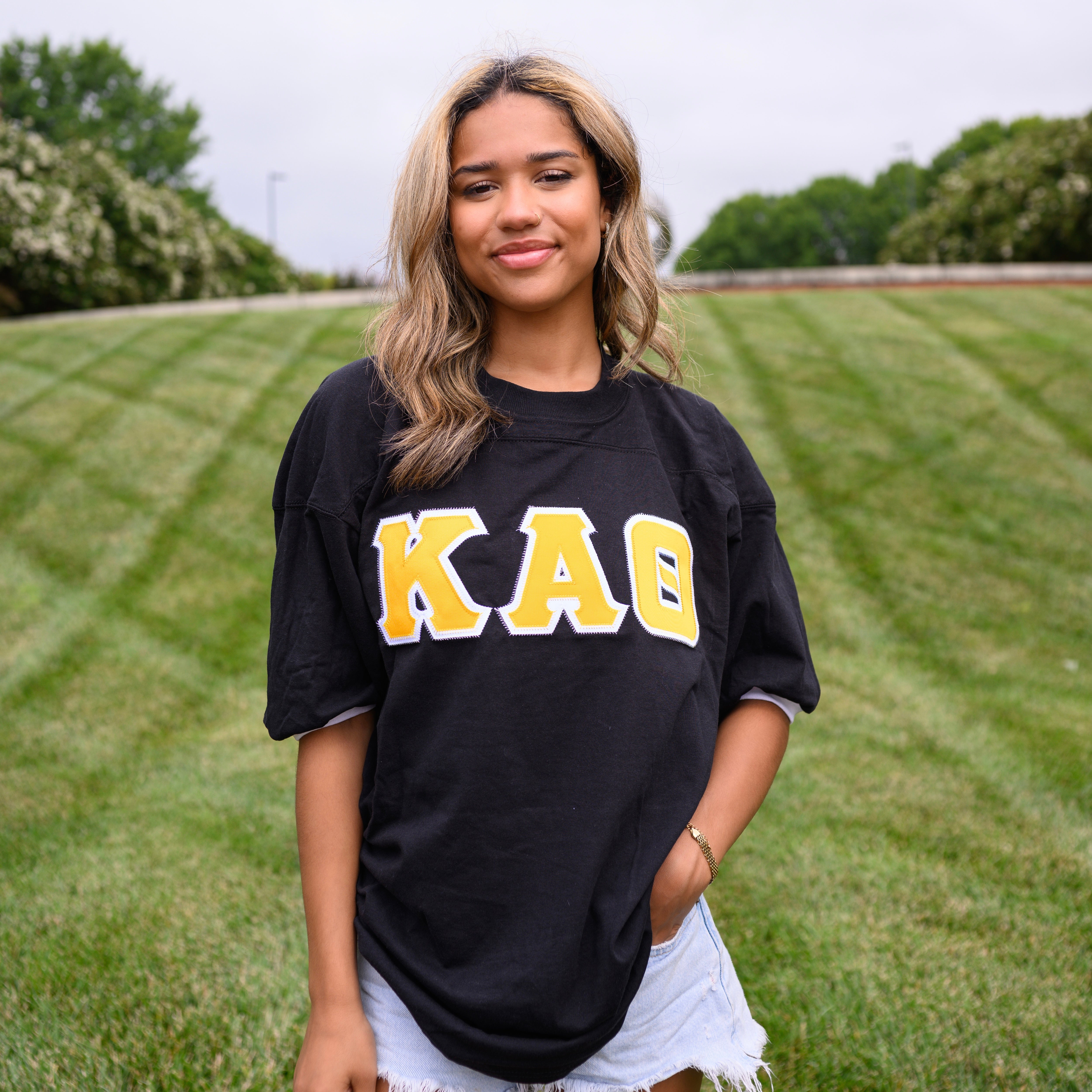 Basic Greek Letter Crew Neck Jersey - Kappa Alpha Theta
