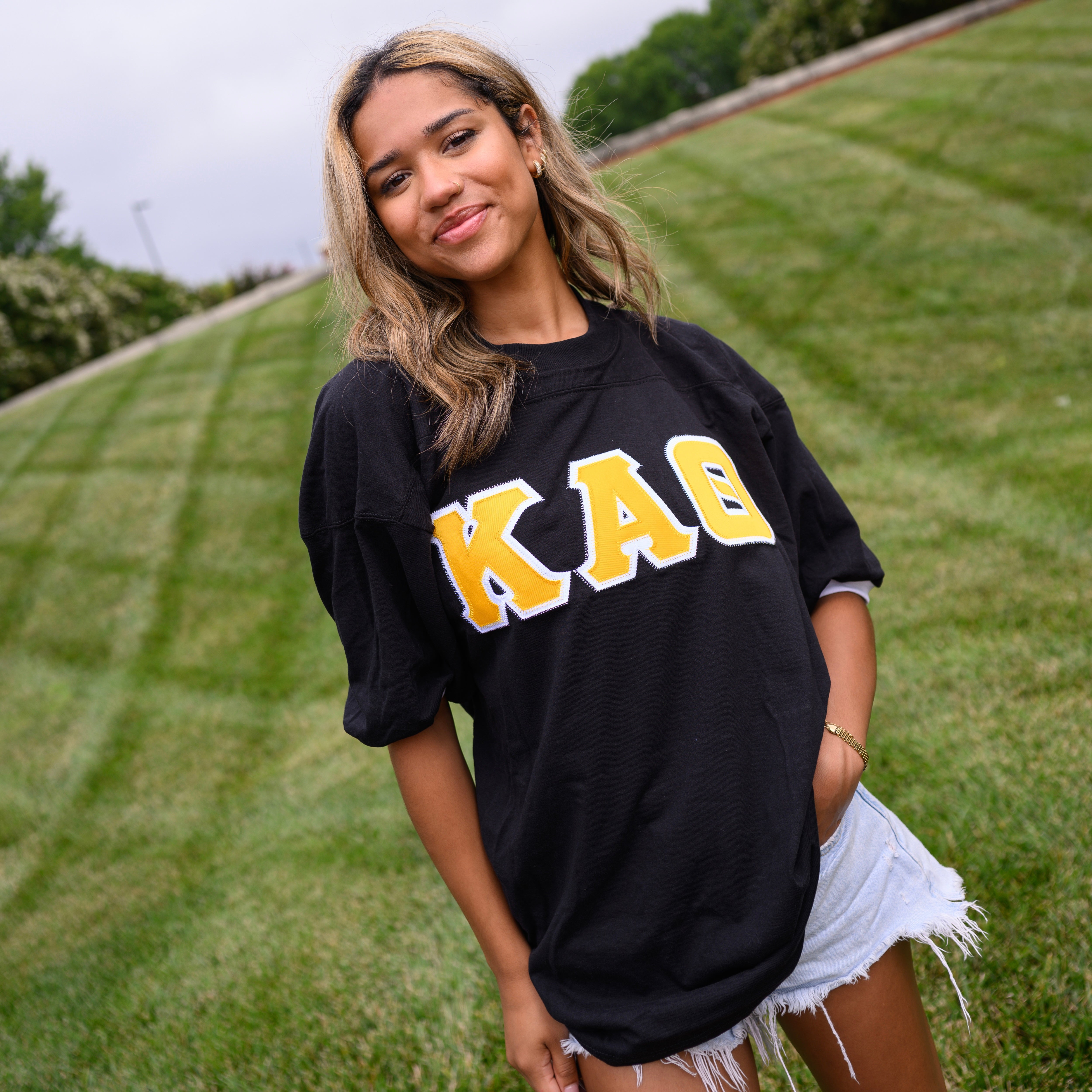 Basic Greek Letter Crew Neck Jersey - Kappa Alpha Theta