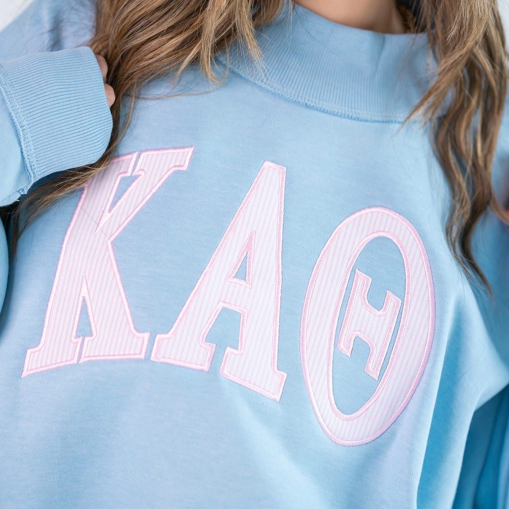 Iconic Seersucker Greek Letter Mockneck Sweatshirt