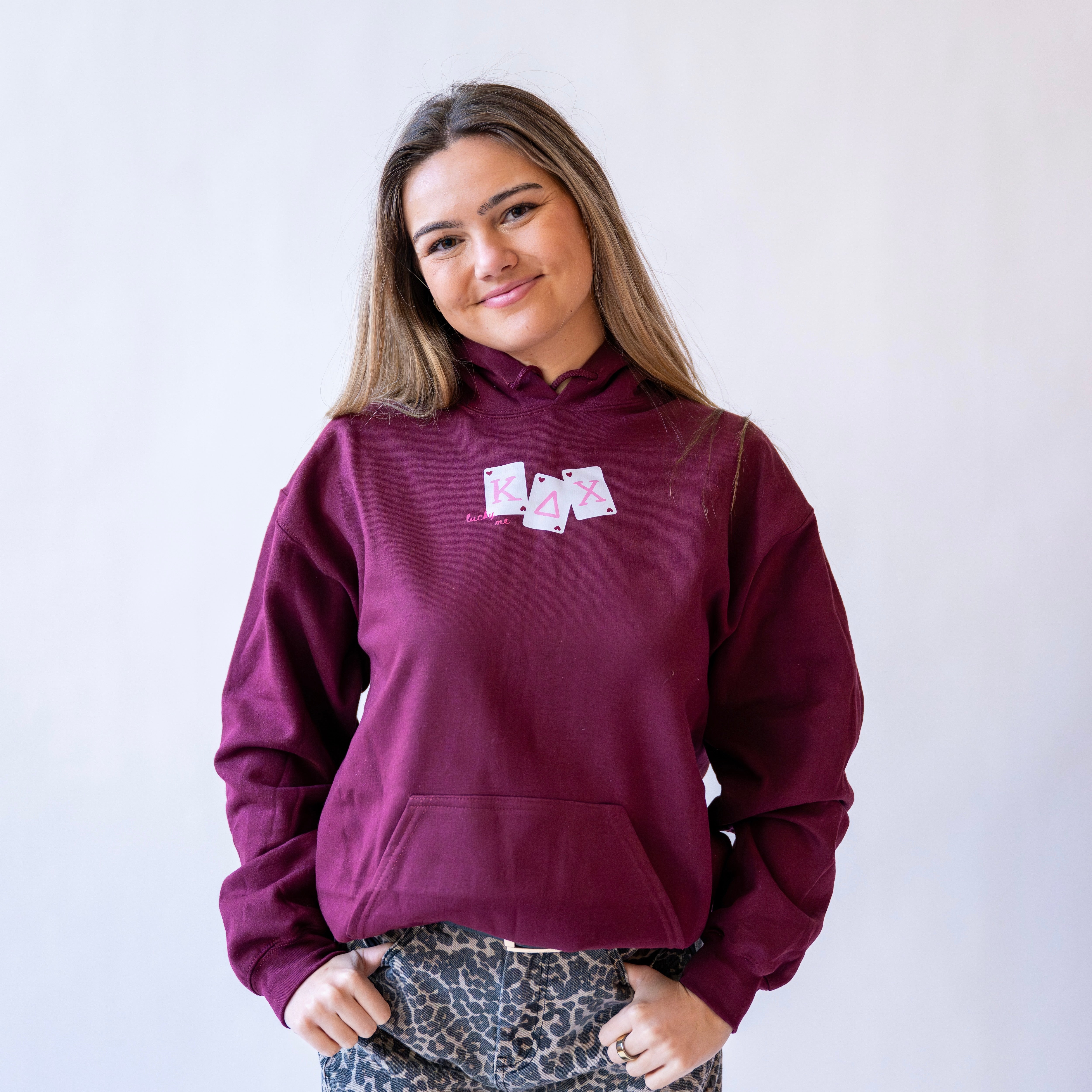 Lucky Me Queen of Hearts Hoodie Sweatshirt - Kappa Delta Chi