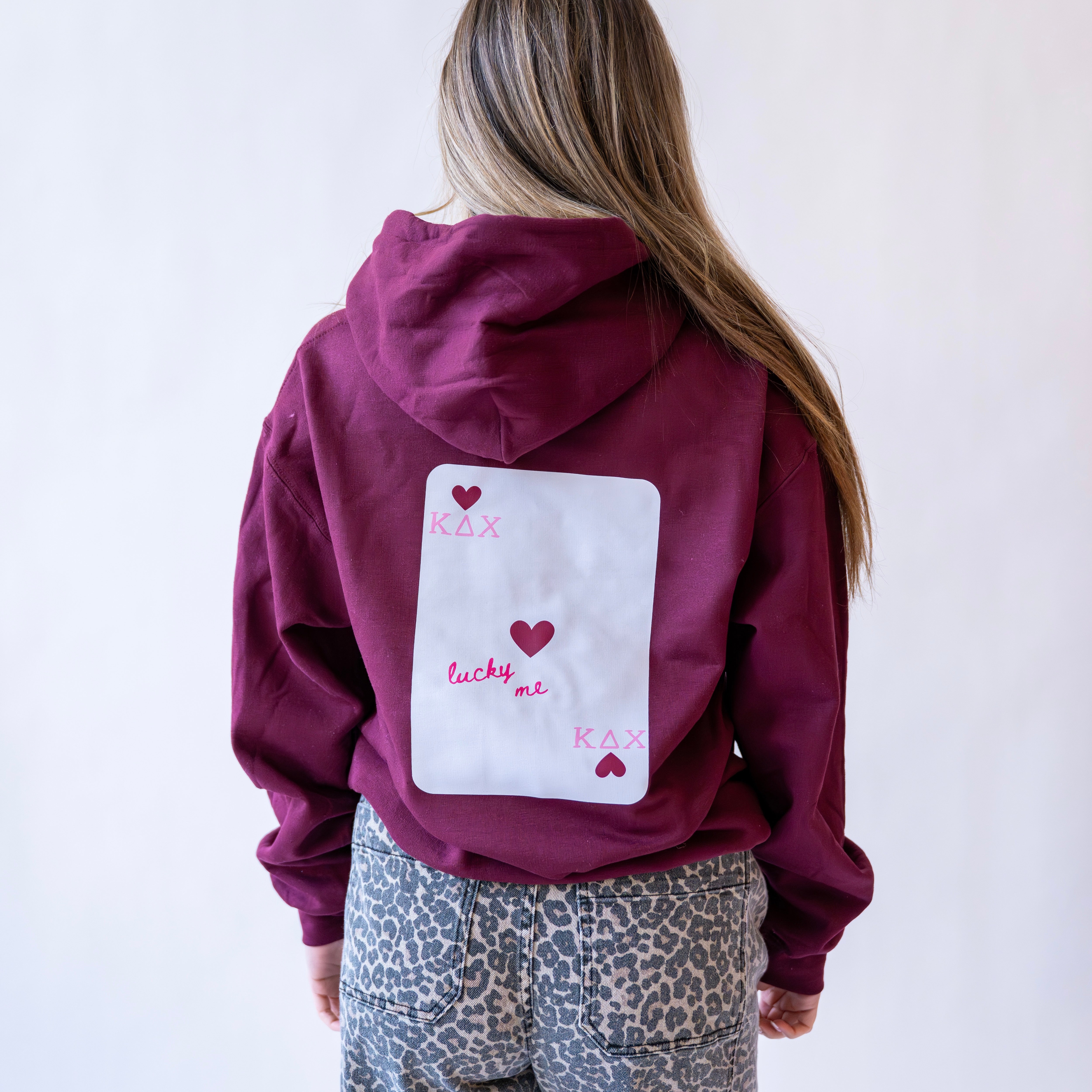 Lucky Me Queen of Hearts Hoodie Sweatshirt - Kappa Delta Chi