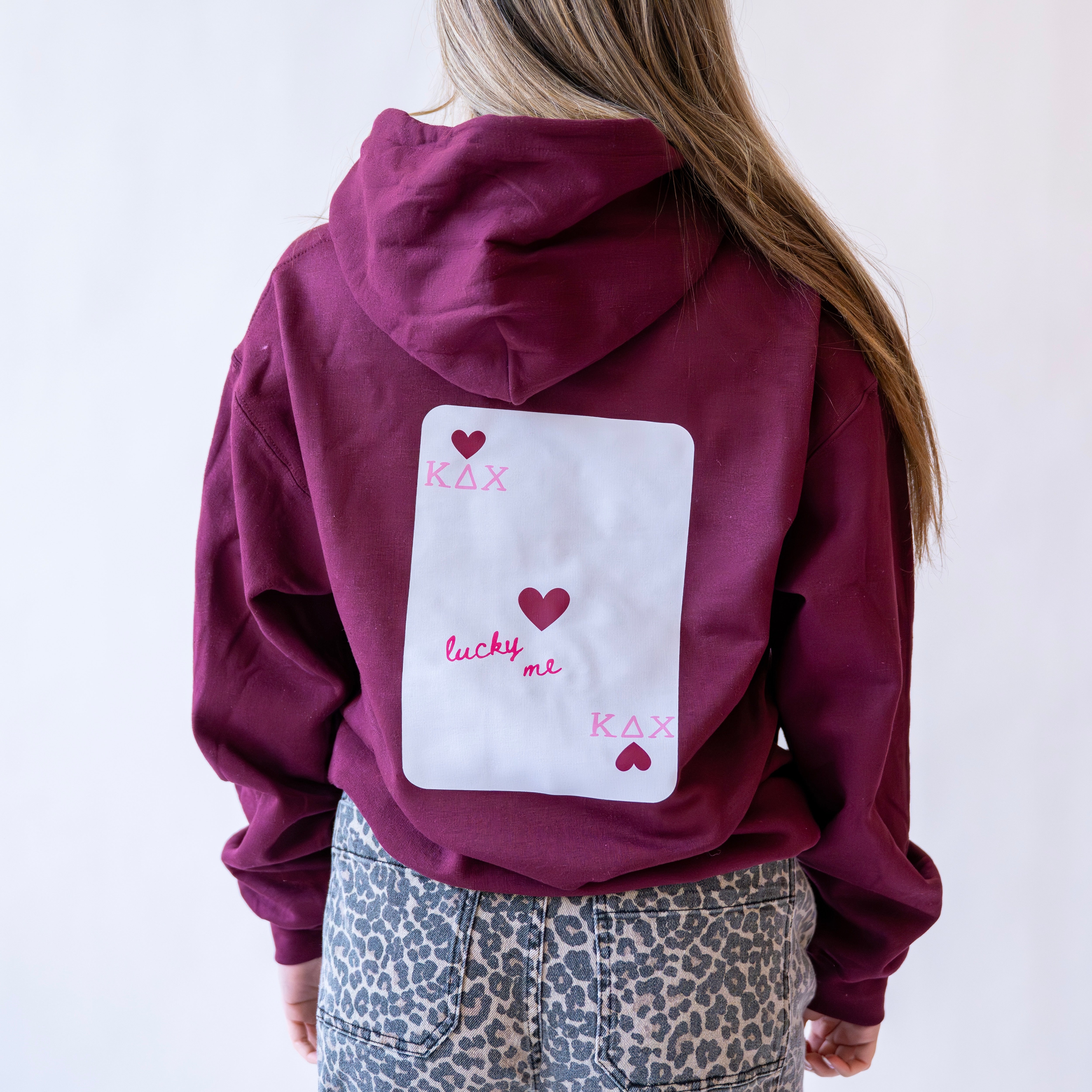Lucky Me Queen of Hearts Hoodie Sweatshirt - Kappa Delta Chi