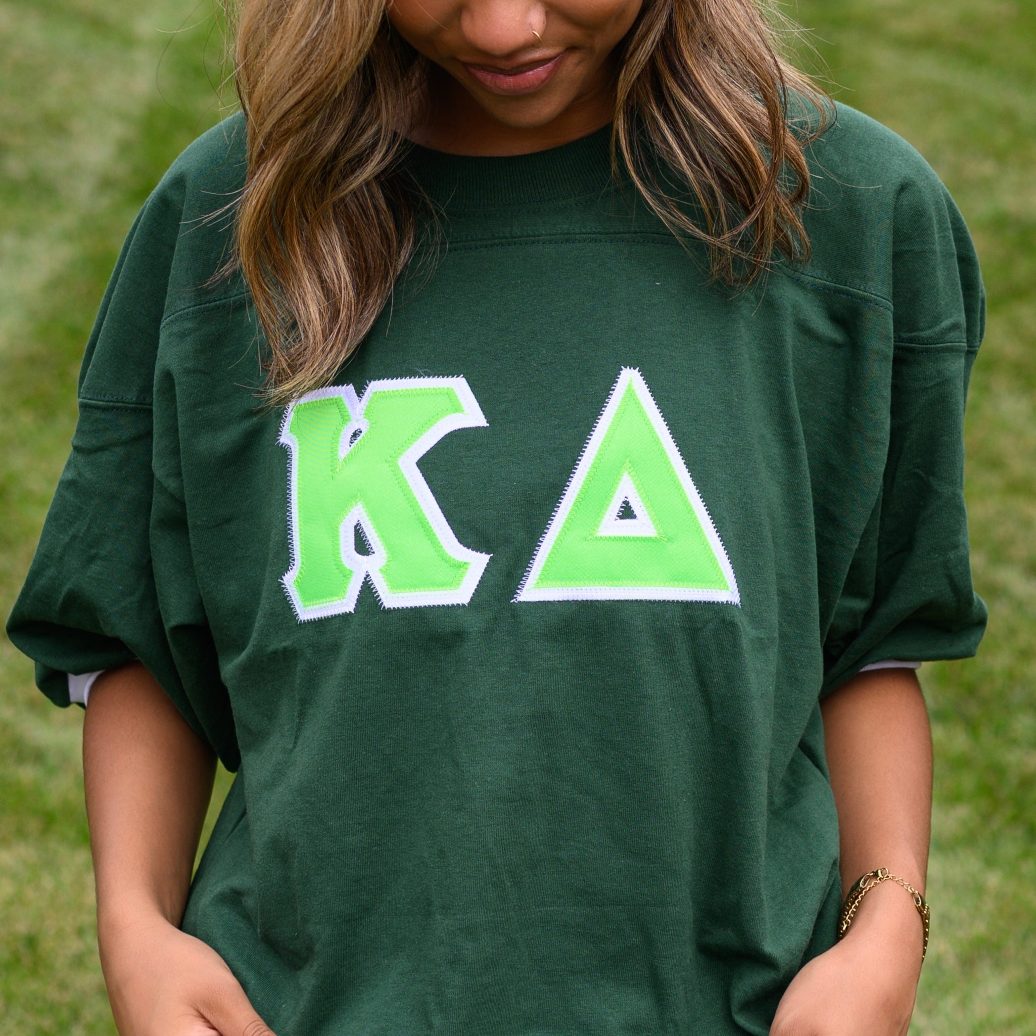 Basic Greek Letter Crew Neck Jersey - Kappa Delta