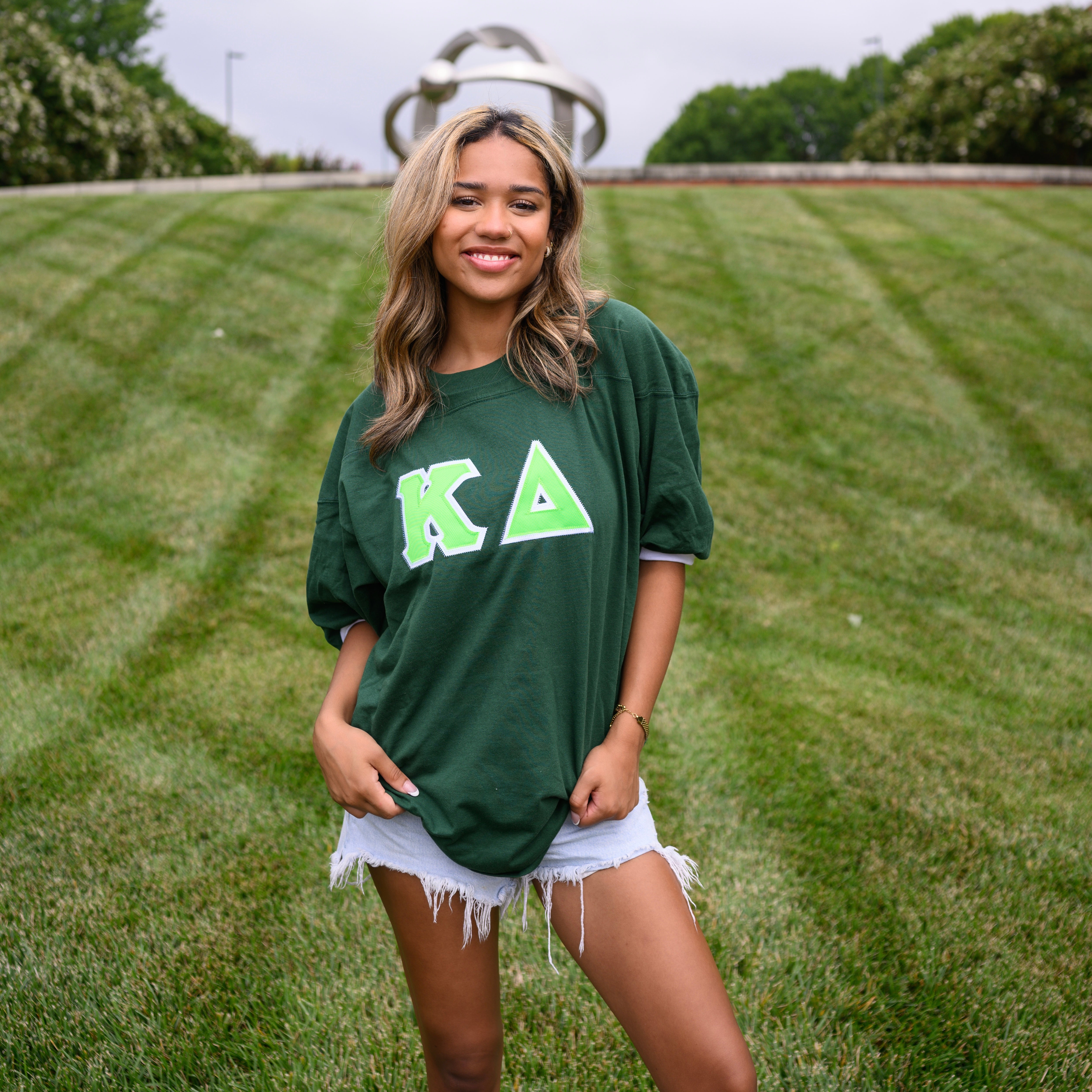Basic Greek Letter Crew Neck Jersey - Kappa Delta