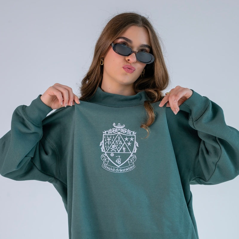 Embroidered Sorority Crest Mockneck Sweatshirt - Kappa Delta