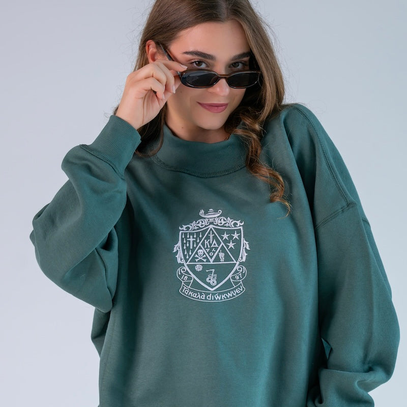 Embroidered Sorority Crest Mockneck Sweatshirt - Kappa Delta