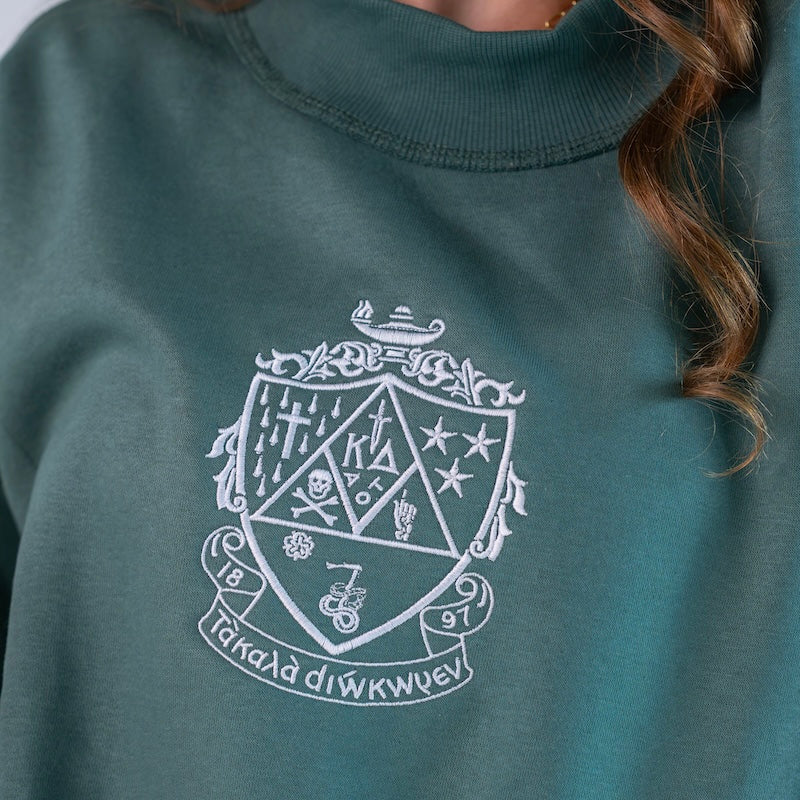 Embroidered Sorority Crest Mockneck Sweatshirt - Kappa Delta