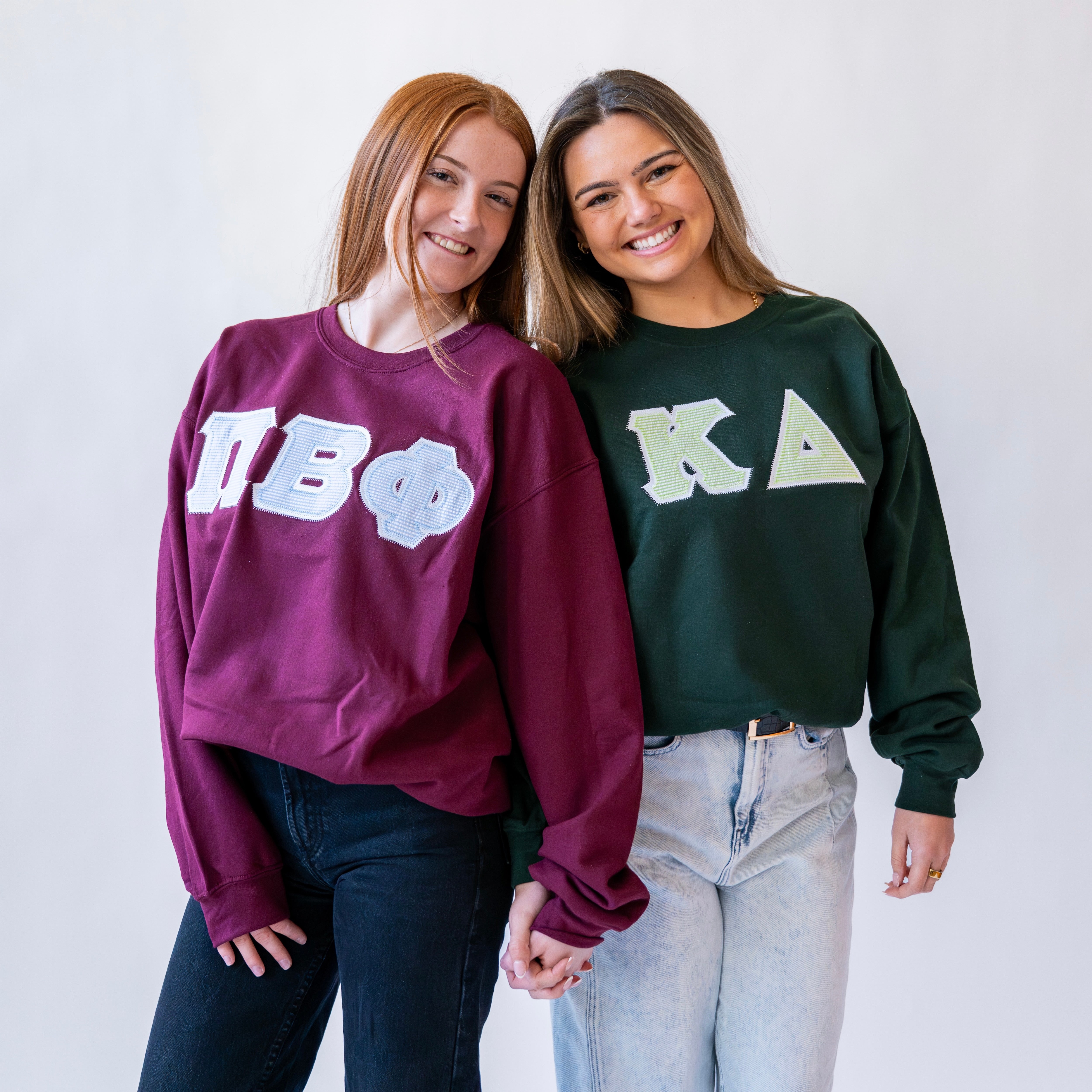 Light Green Seersucker Greek Letter Crewneck Sweatshirt