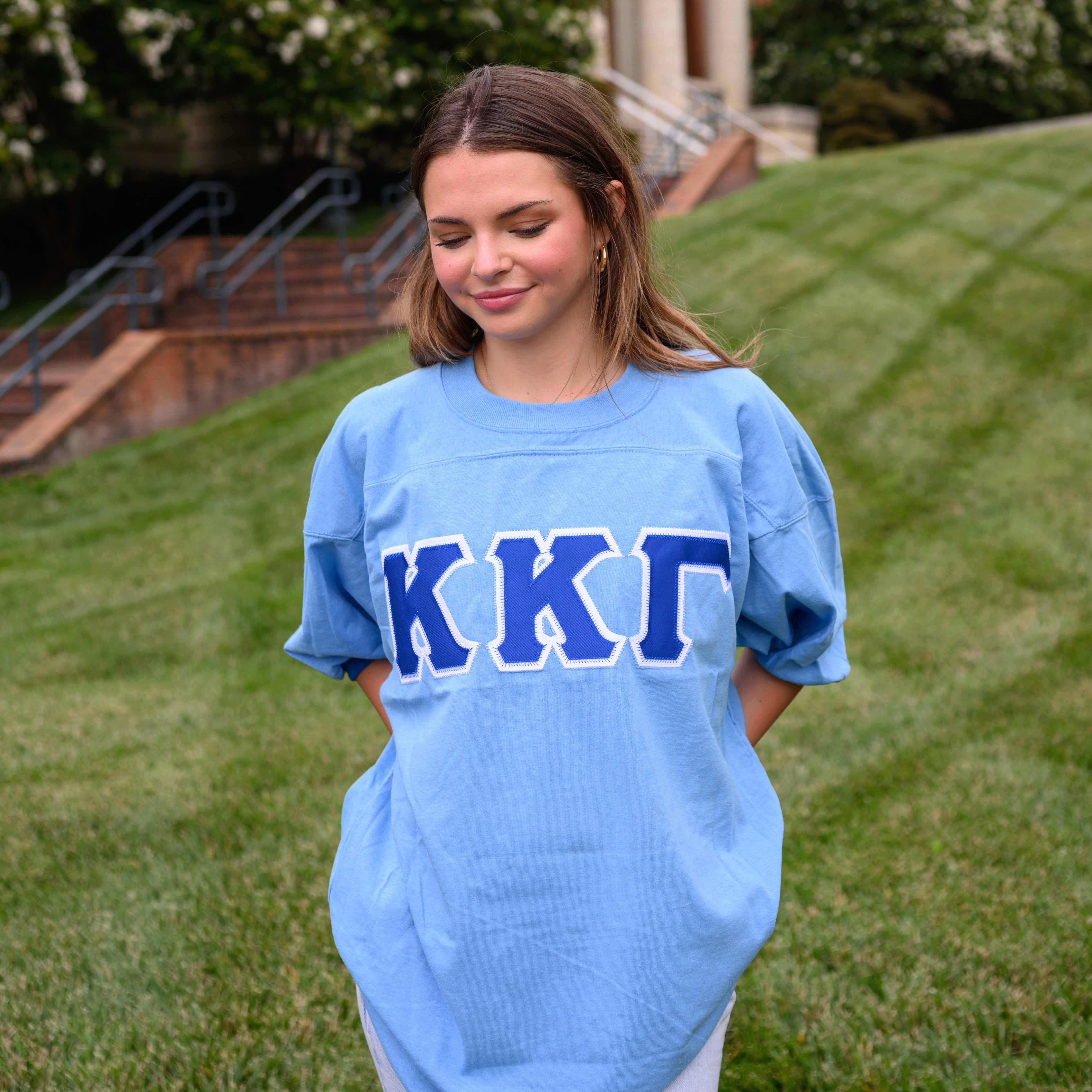 Basic Greek Letter Crew Neck Jersey - Kappa Kappa Gamma