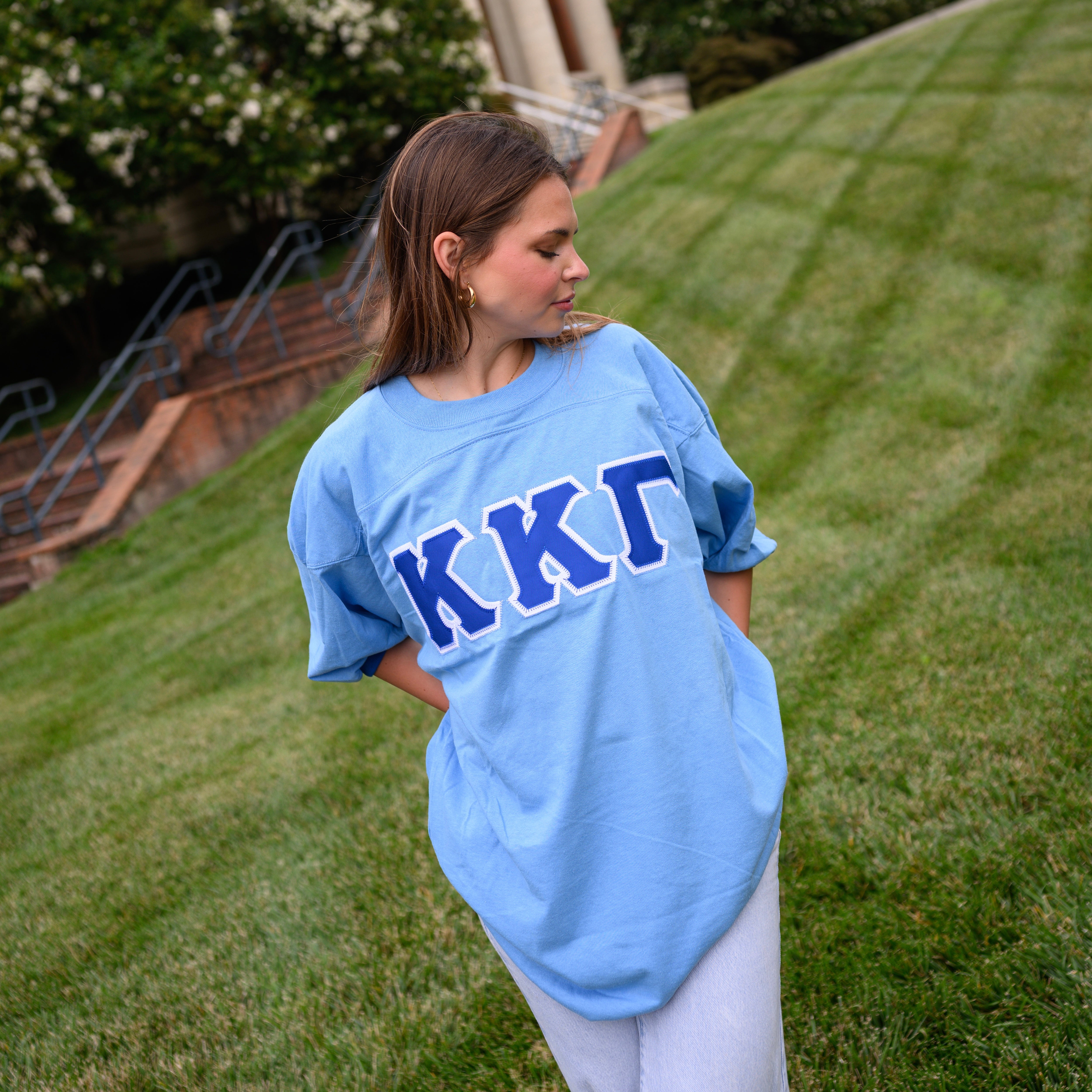 Basic Greek Letter Crew Neck Jersey - Kappa Kappa Gamma
