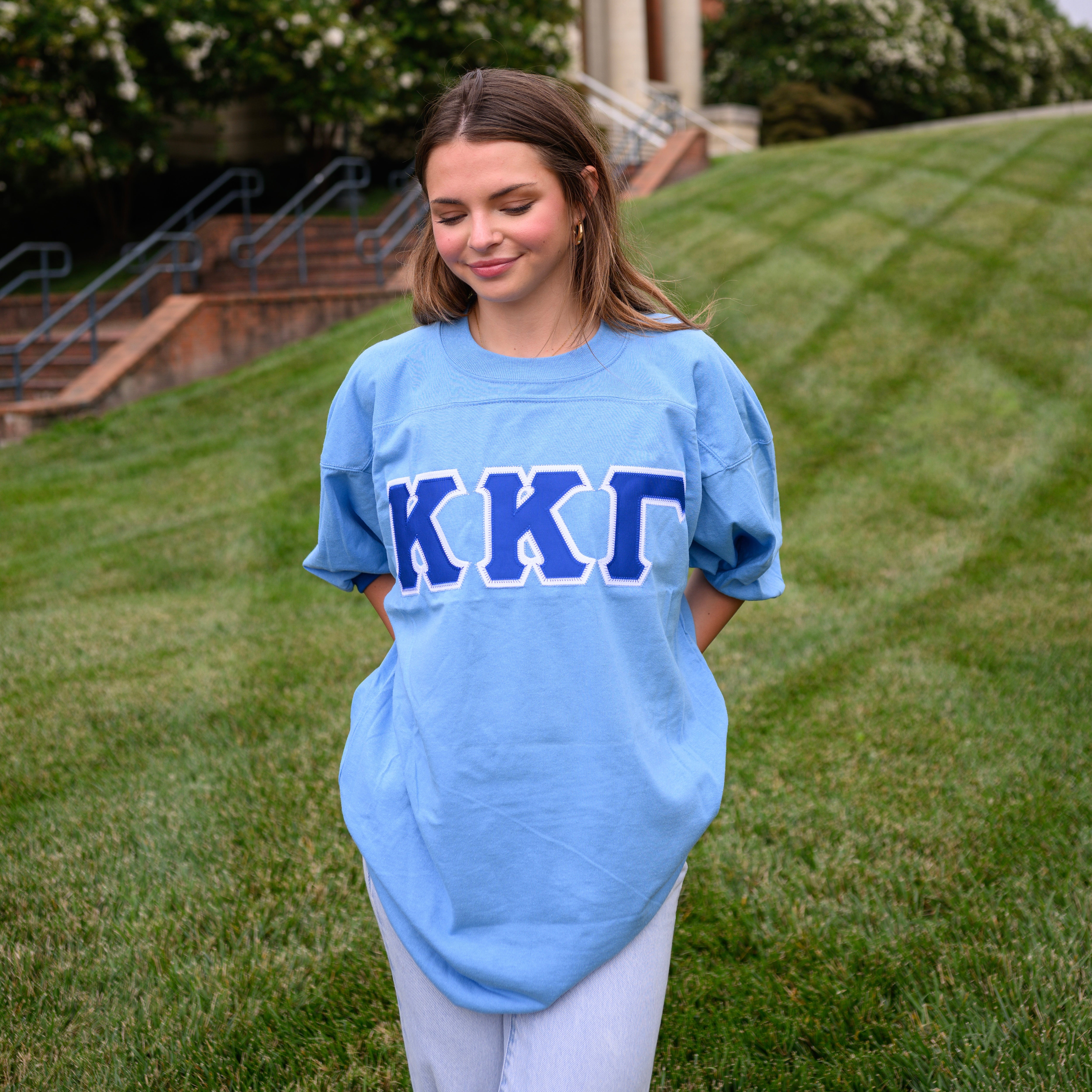 Basic Greek Letter Crew Neck Jersey - Kappa Kappa Gamma
