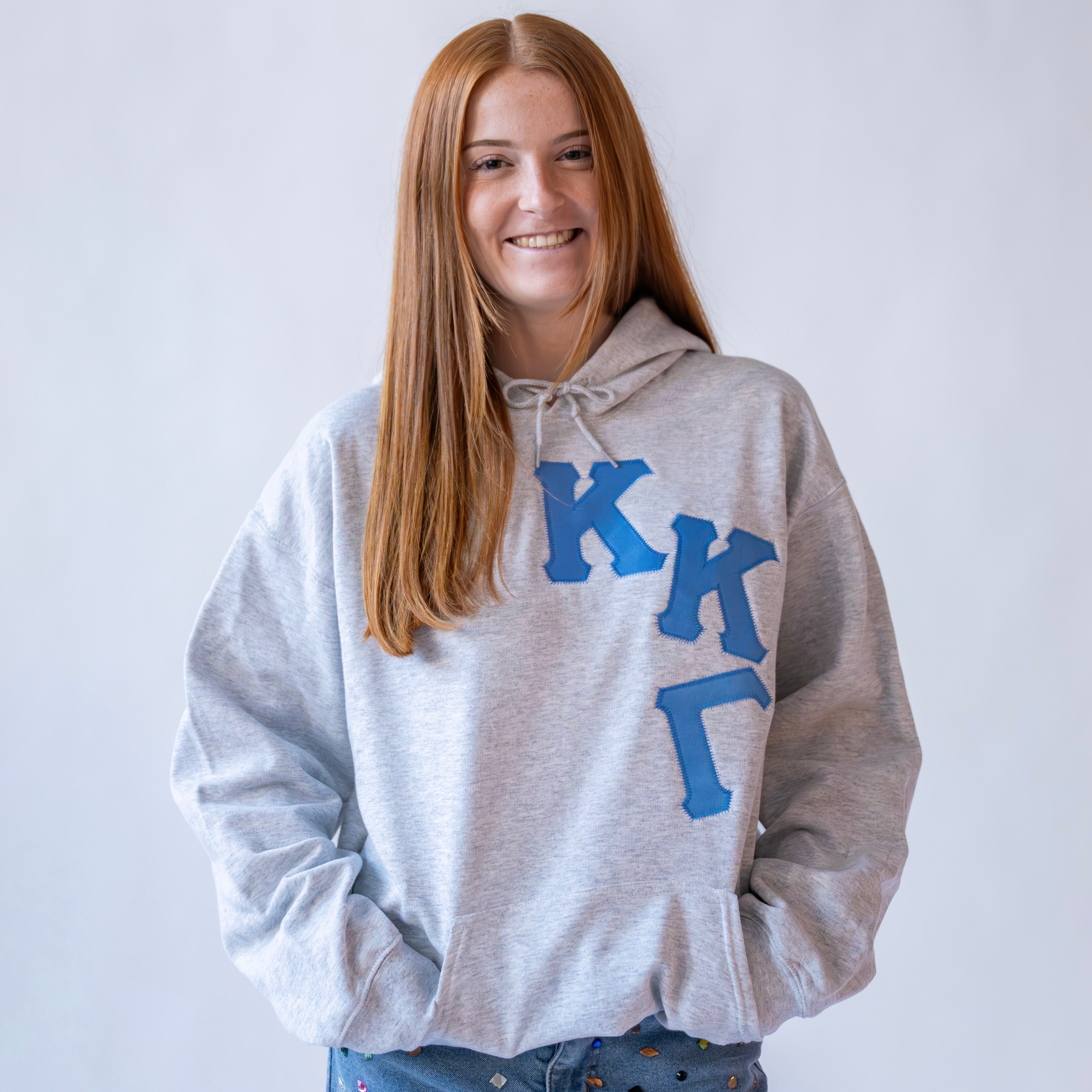 Asymmetrical Greek Letter Hooded Sweatshirt - Kappa Kappa Gamma