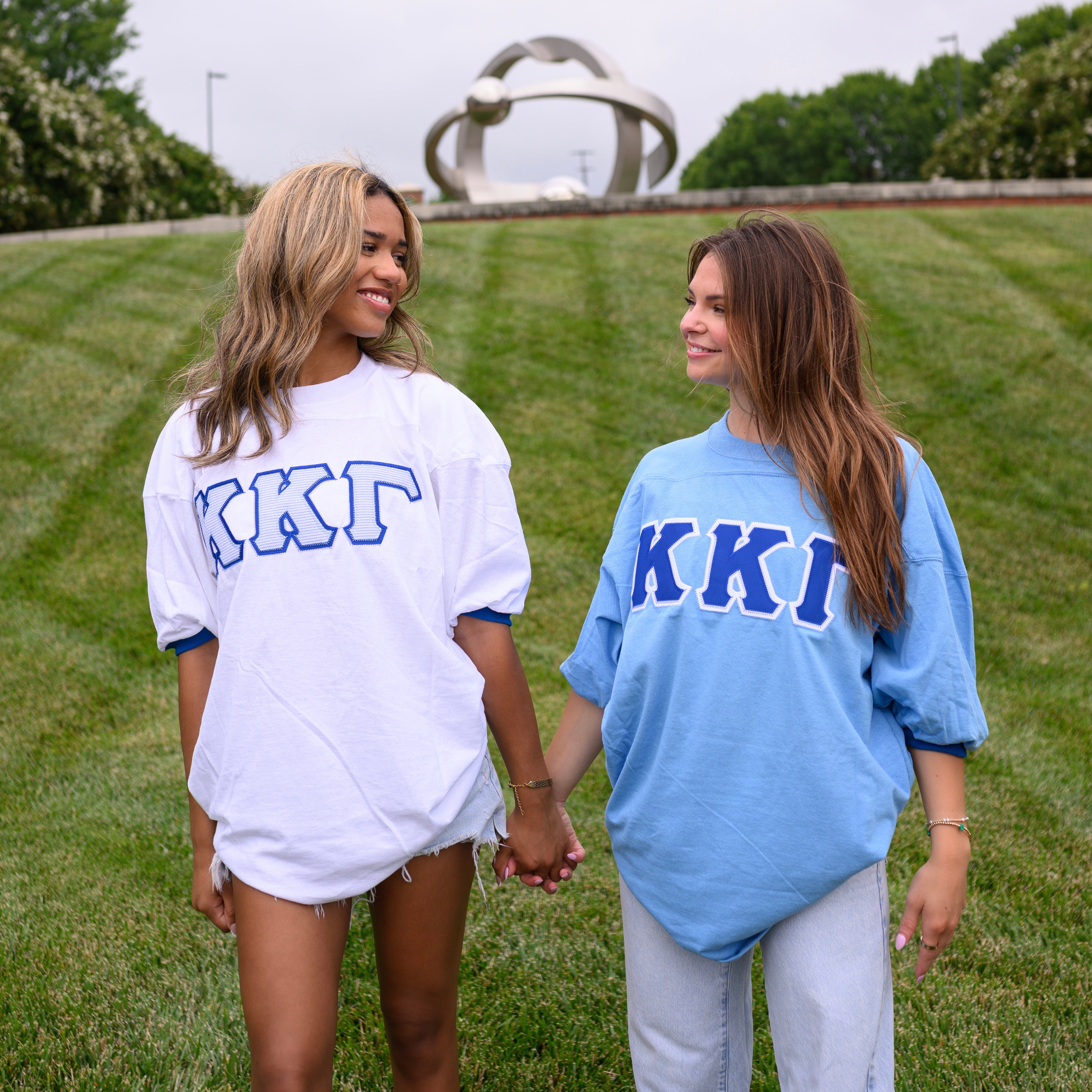 Basic Greek Letter Crew Neck Jersey - Kappa Kappa Gamma