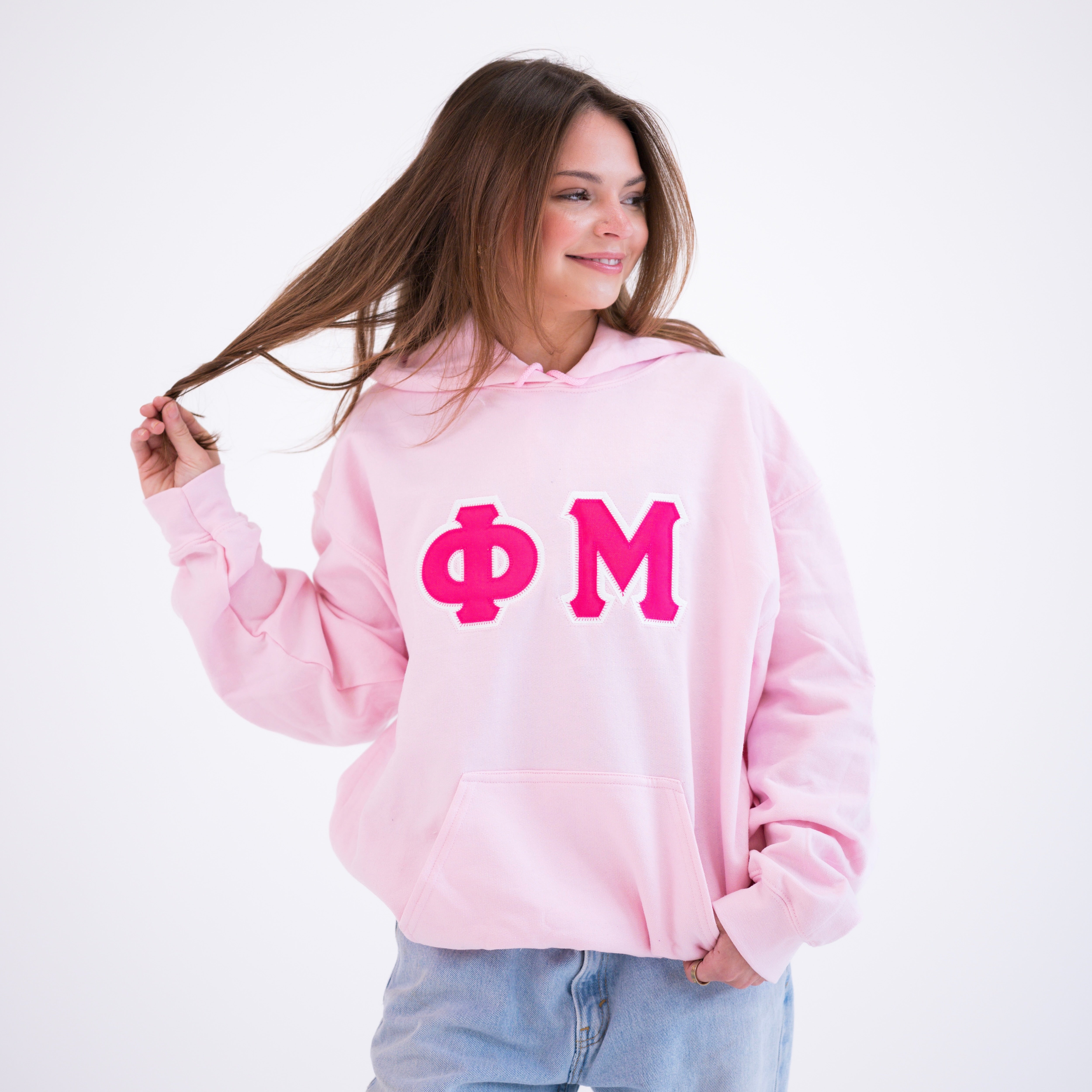 Basic Greek Letter Hoodie Sweatshirt - Phi Mu