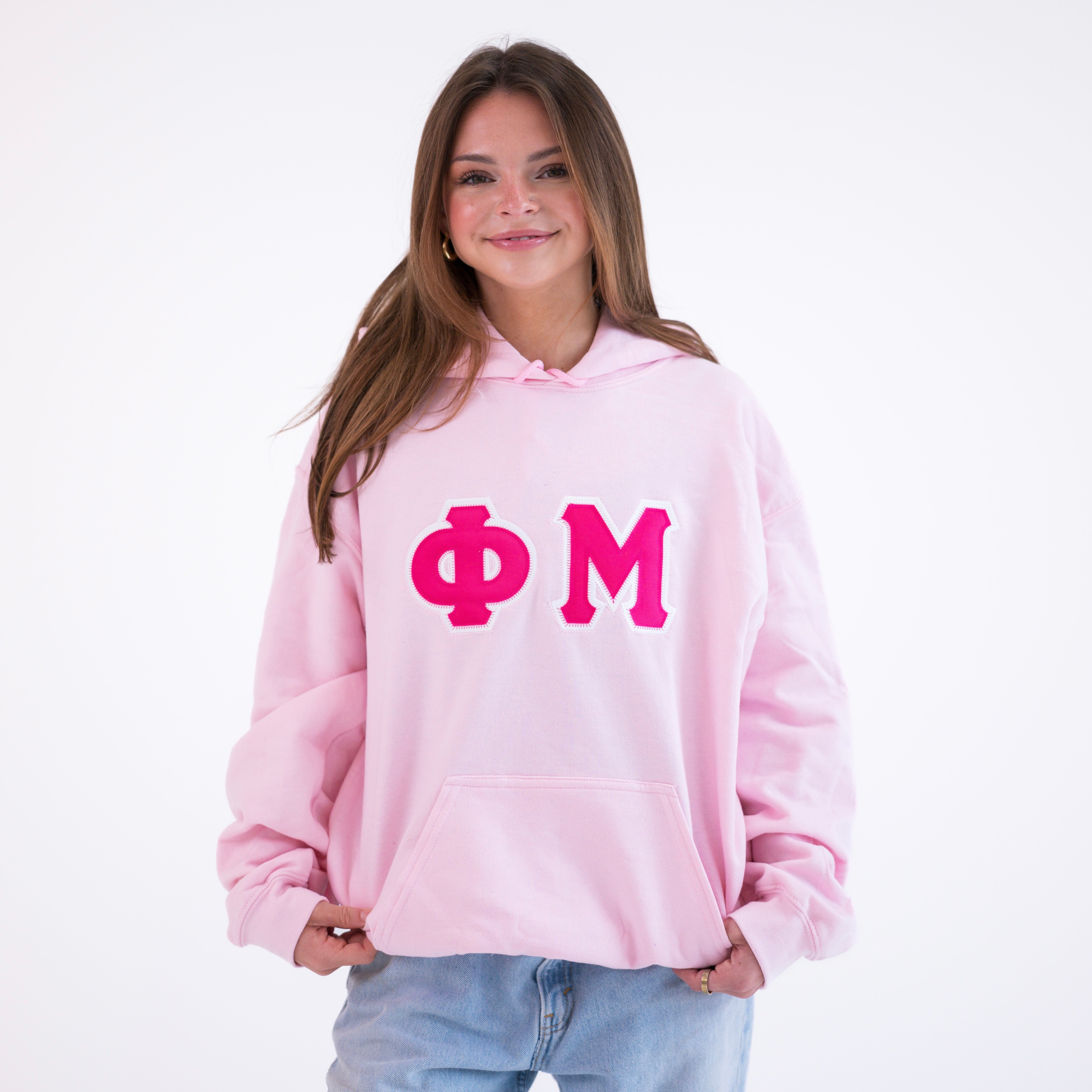 Basic Greek Letter Hoodie Sweatshirt - Phi Mu