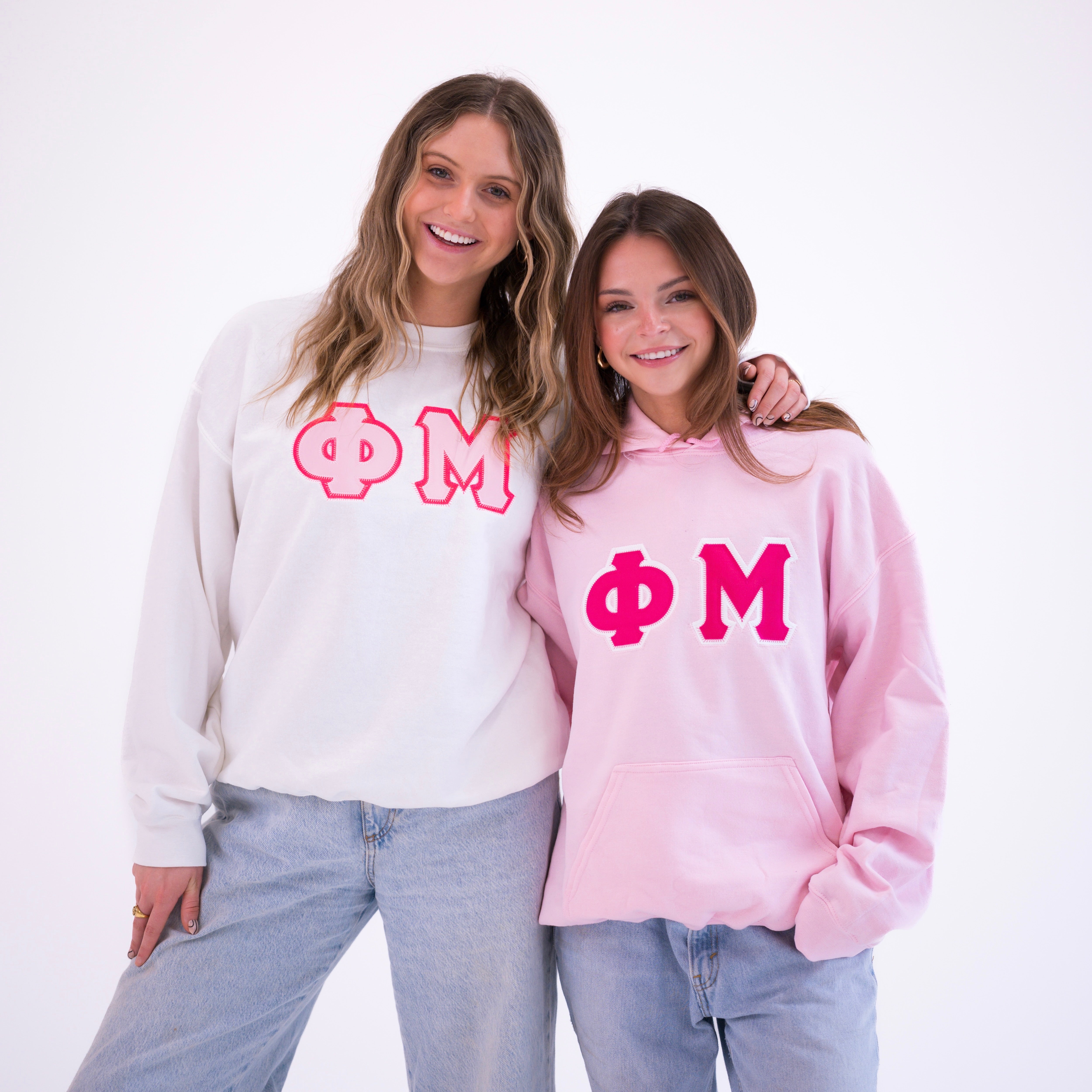 Basic Greek Letter Hoodie Sweatshirt - Phi Mu