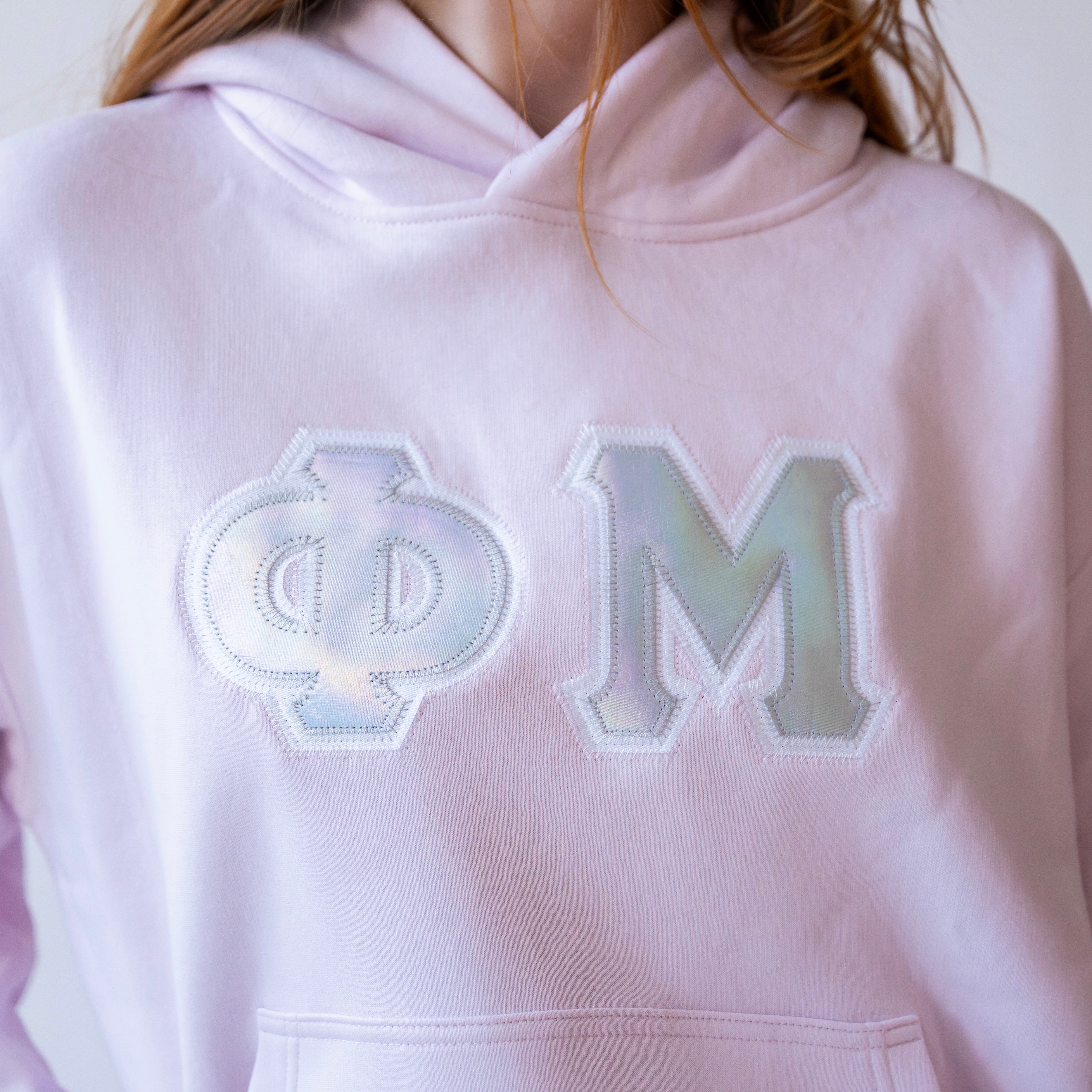 Silver Holographic Hoodie Sweatshirt - Phi Mu
