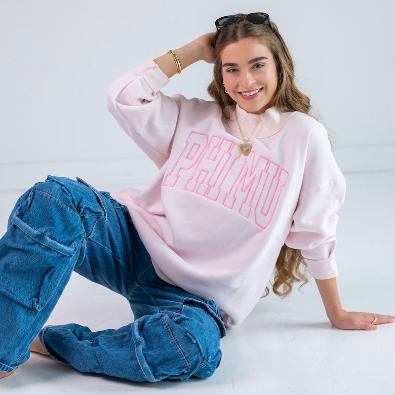 Main Character Embroidered Mockneck Sweatshirt - Phi Mu