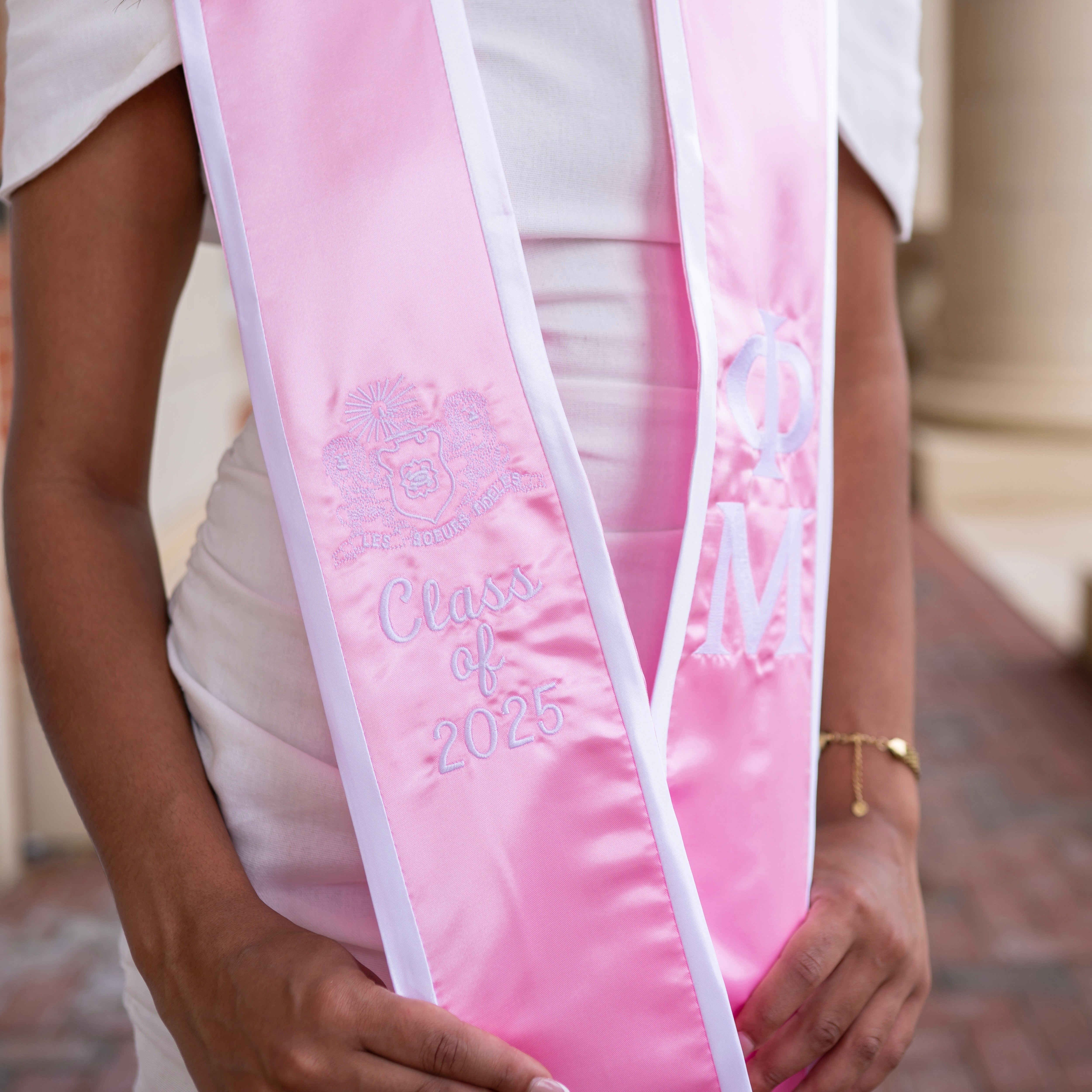 Phi Mu Minimalistic Crest Angled Sorority Graduation Stole
