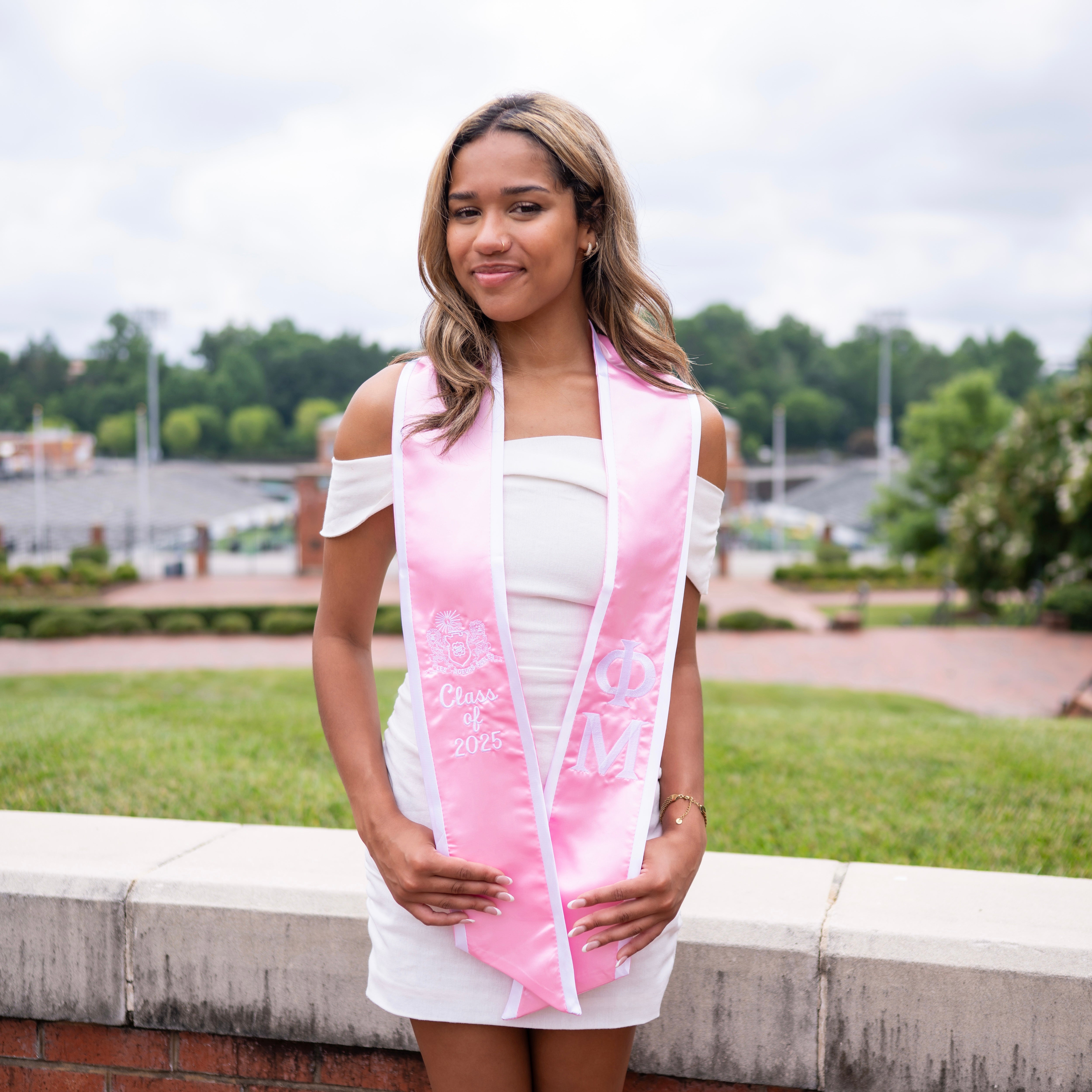 Phi Mu Minimalistic Crest Angled Sorority Graduation Stole